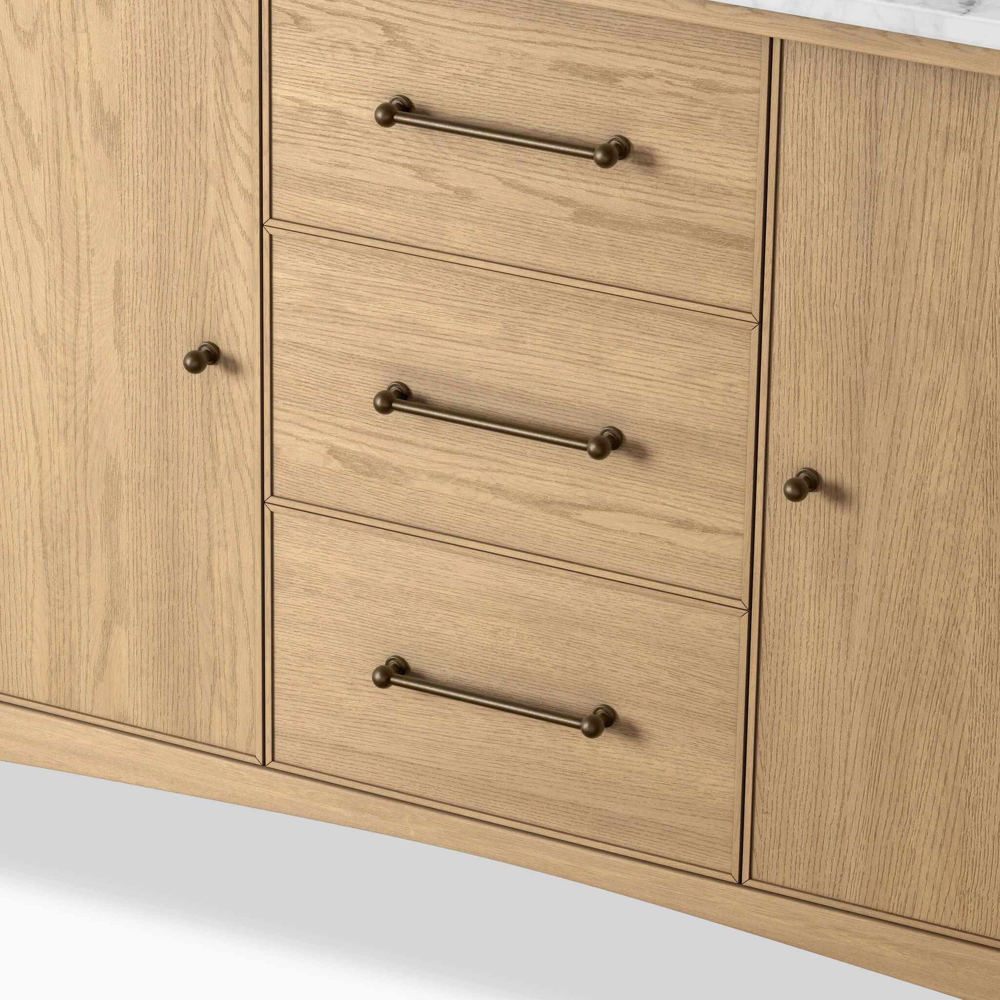 Heidi 48.5" Single Vanity in Satin Light Wash Oak Veneer with Carrara Marble Top - Image 6