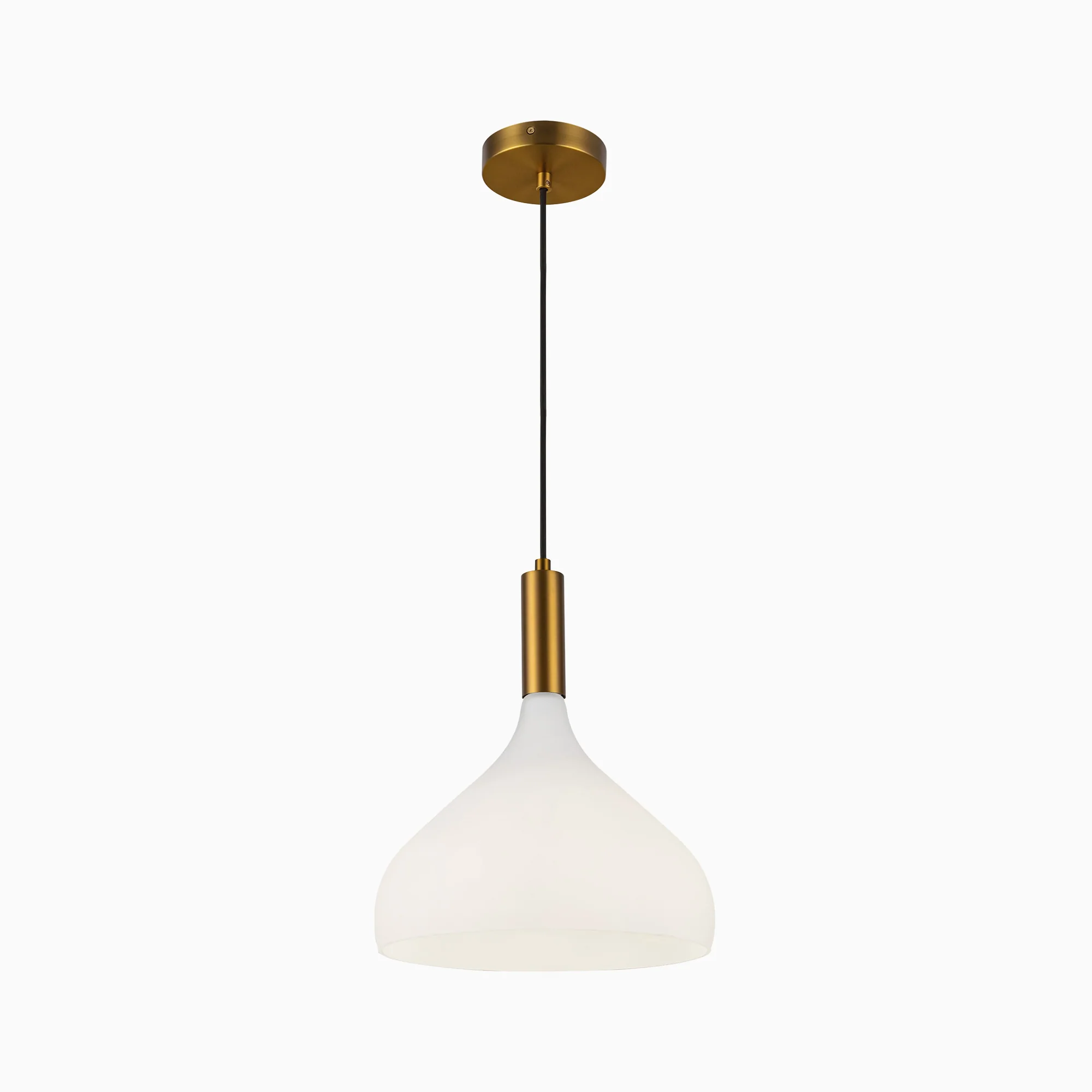 Hopkins 12" 1 Light Pendant in Aged Gold/Opal Glass - Image 2