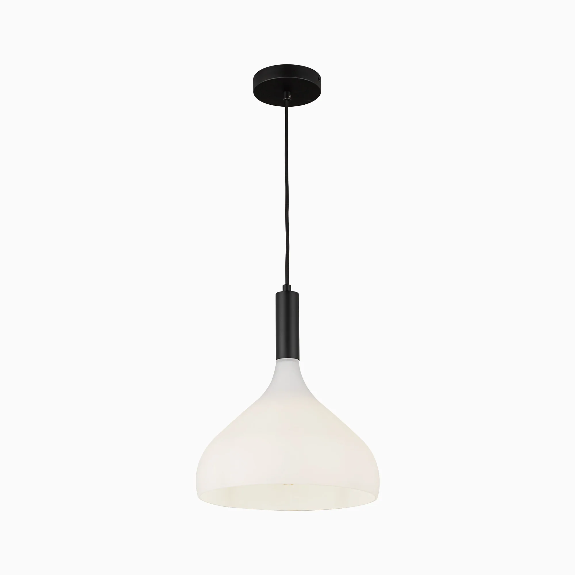 Hopkins 12" 1 Light Pendant in Matte Black/Opal Glass - Image 2