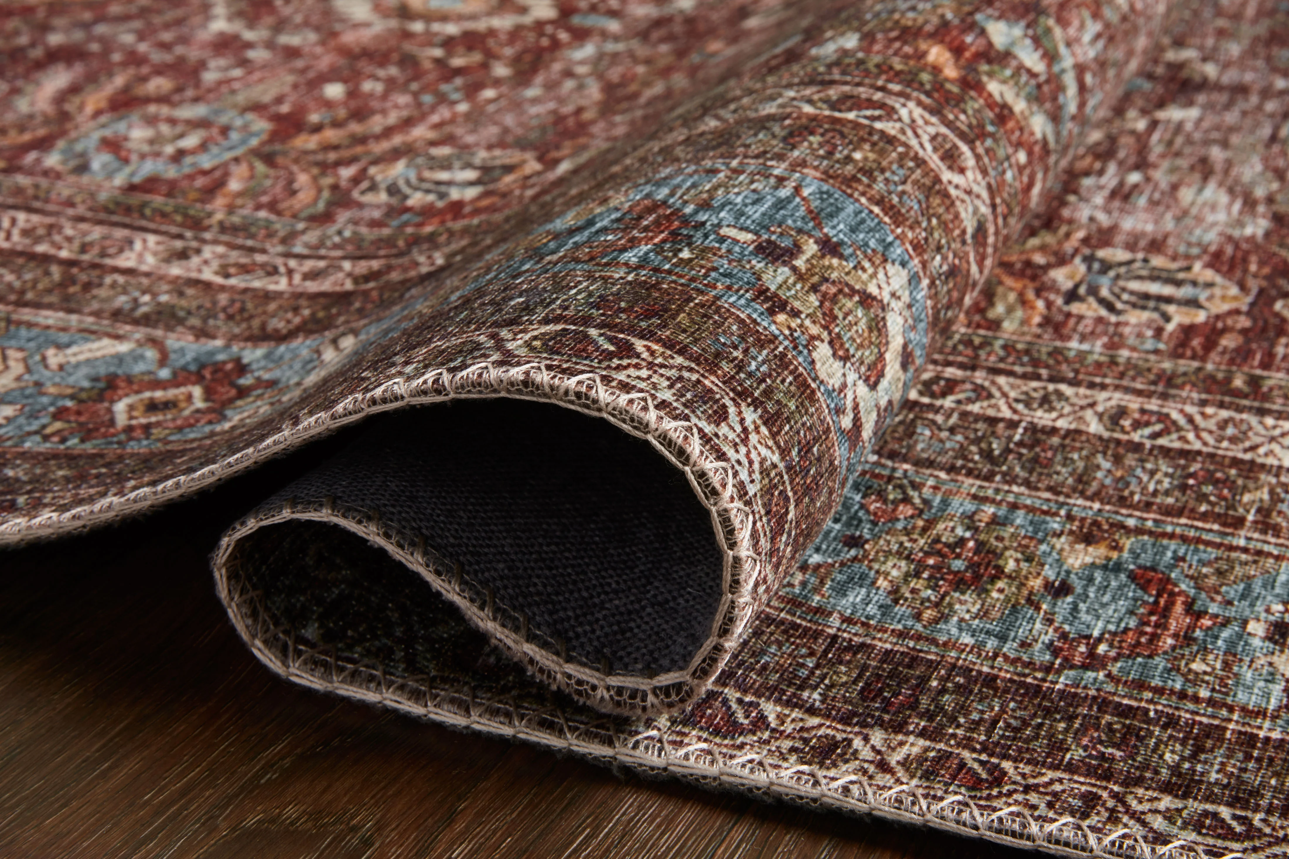 Hutchinson Rug in Burgundy / Denim - Image 6