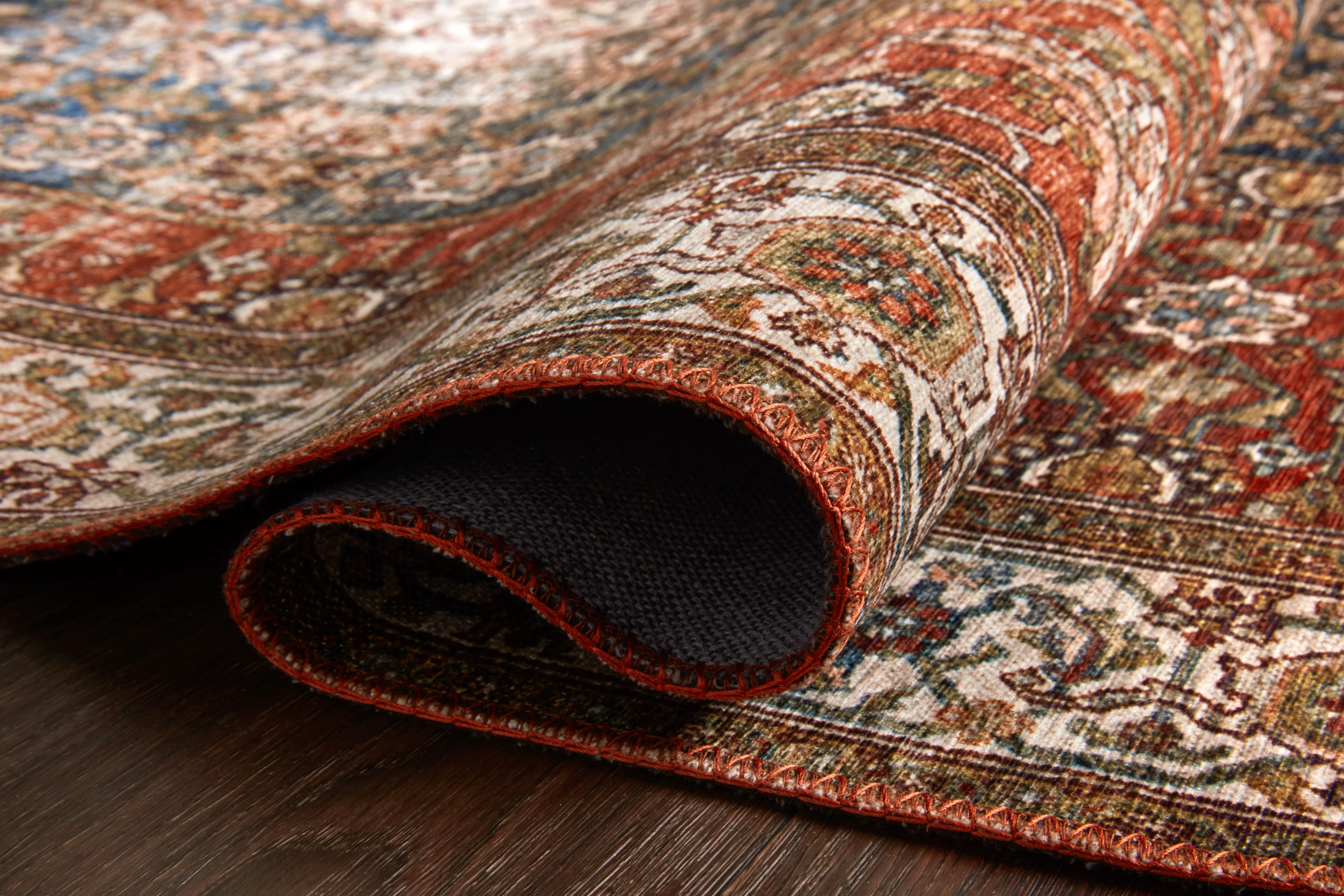 Hutchinson Rug in Denim / Brick - Image 5
