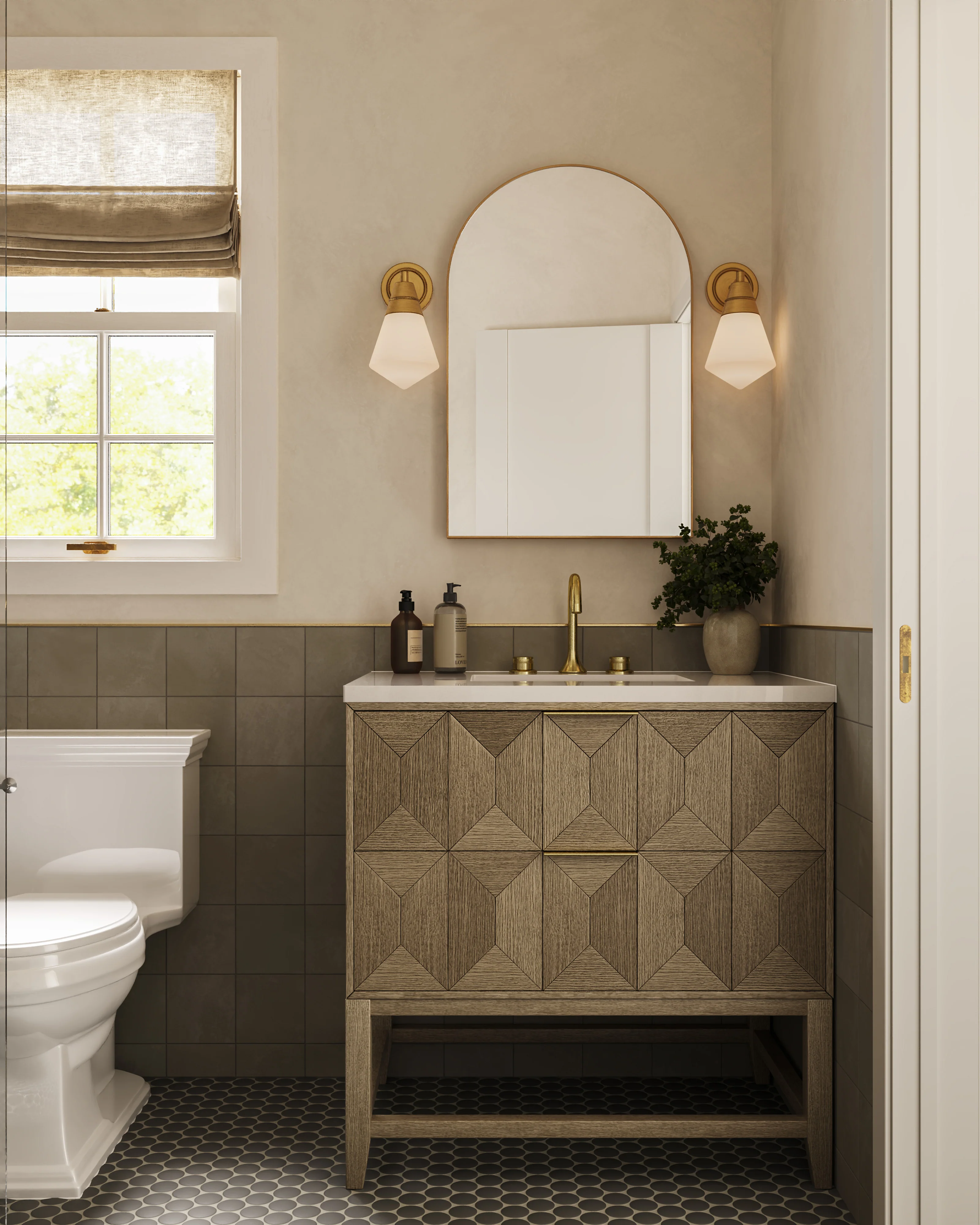 Irene 6" 1 Light Wall/Vanity Light in Vintage Brass/Opal Matte Glass - Image 2