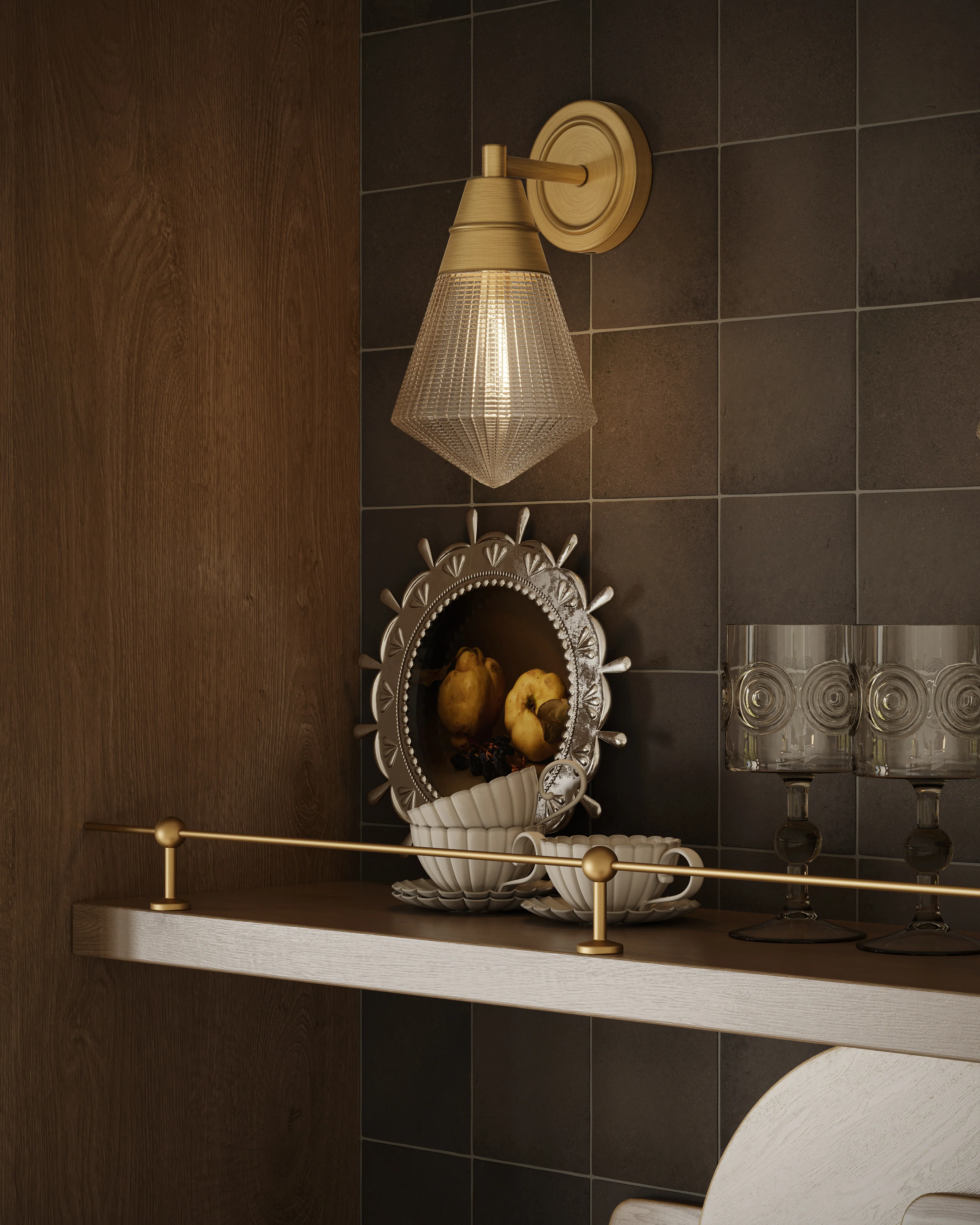 Irene 6" 1 Light Wall/Vanity Light in Vintage Brass/Prismatic Glass - Image 2