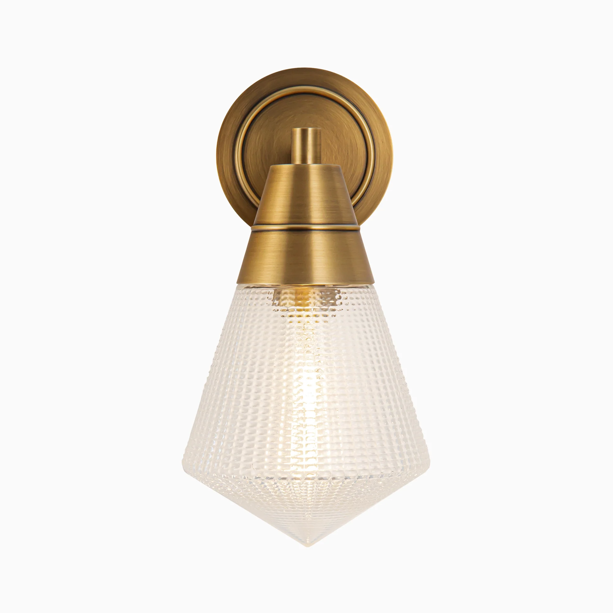 Irene 6" 1 Light Wall/Vanity Light in Vintage Brass/Prismatic Glass - Image 3