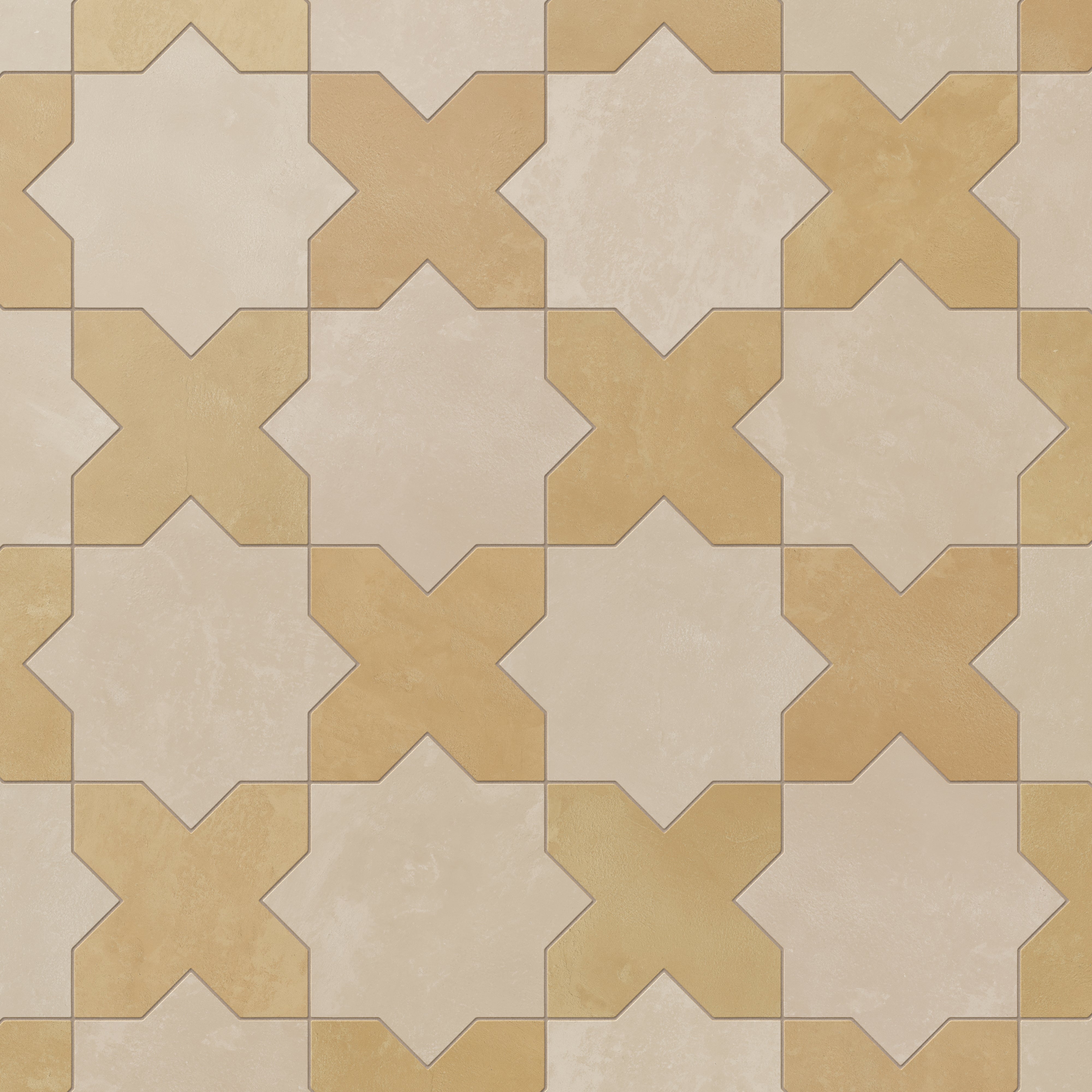Isabel 11x11 Matte Porcelain Tile Star in Almond Mist and Cross in Daffodil - Image 4