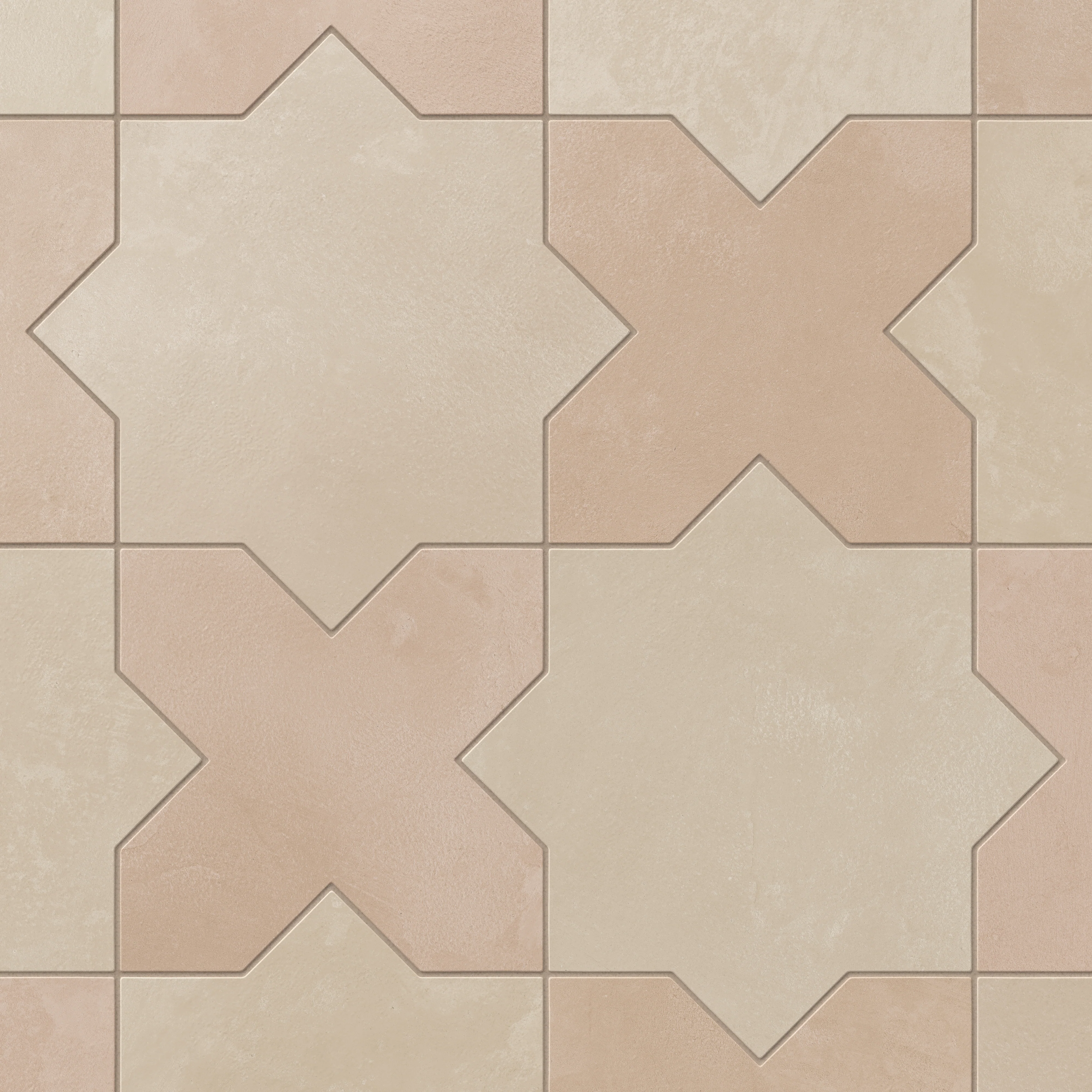 Isabel 11x11 Matte Porcelain Tile Star in Almond Mist and Cross in Rosewood