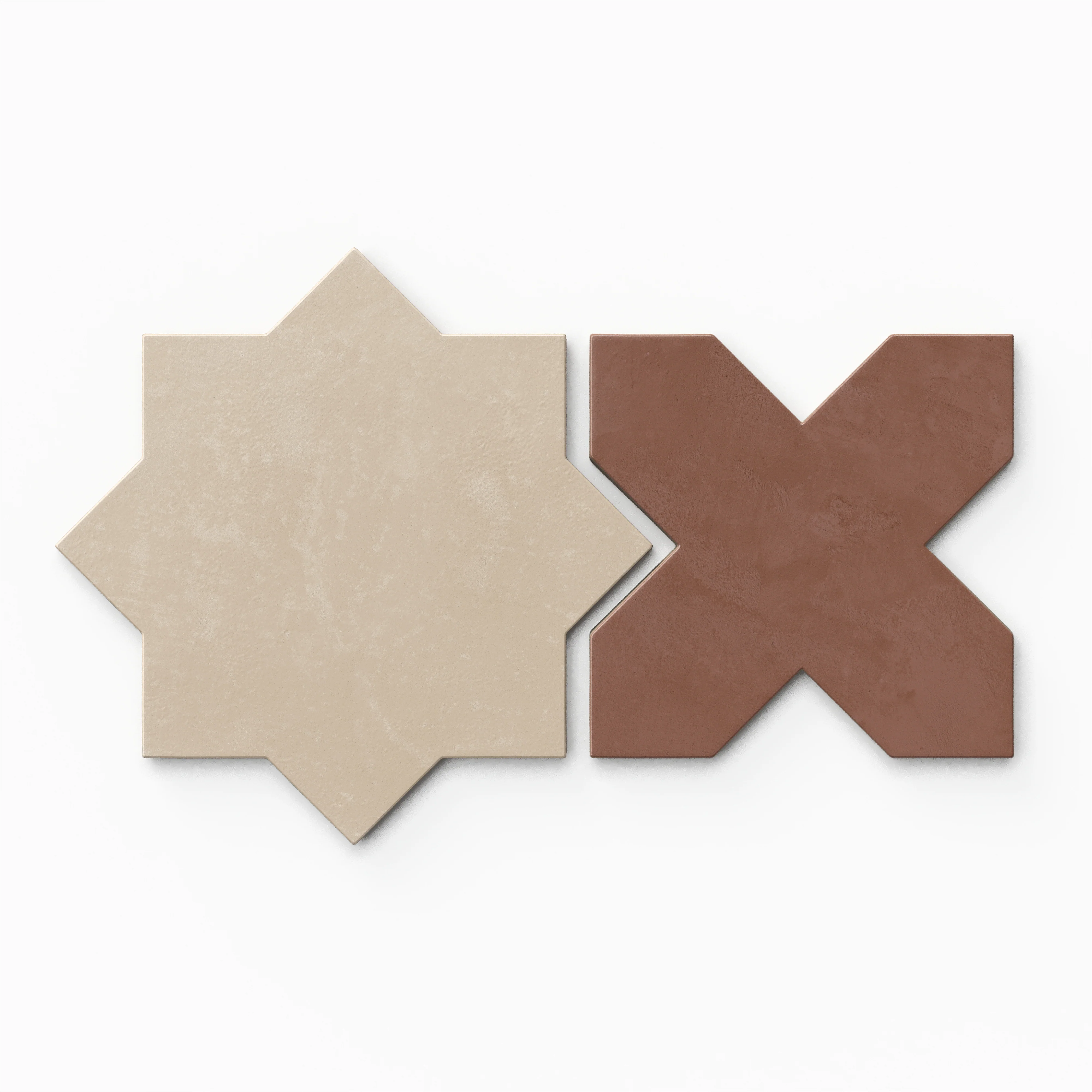 Isabel 11x11 Matte Porcelain Tile Star in Almond Mist and Cross in Rust - Image 2
