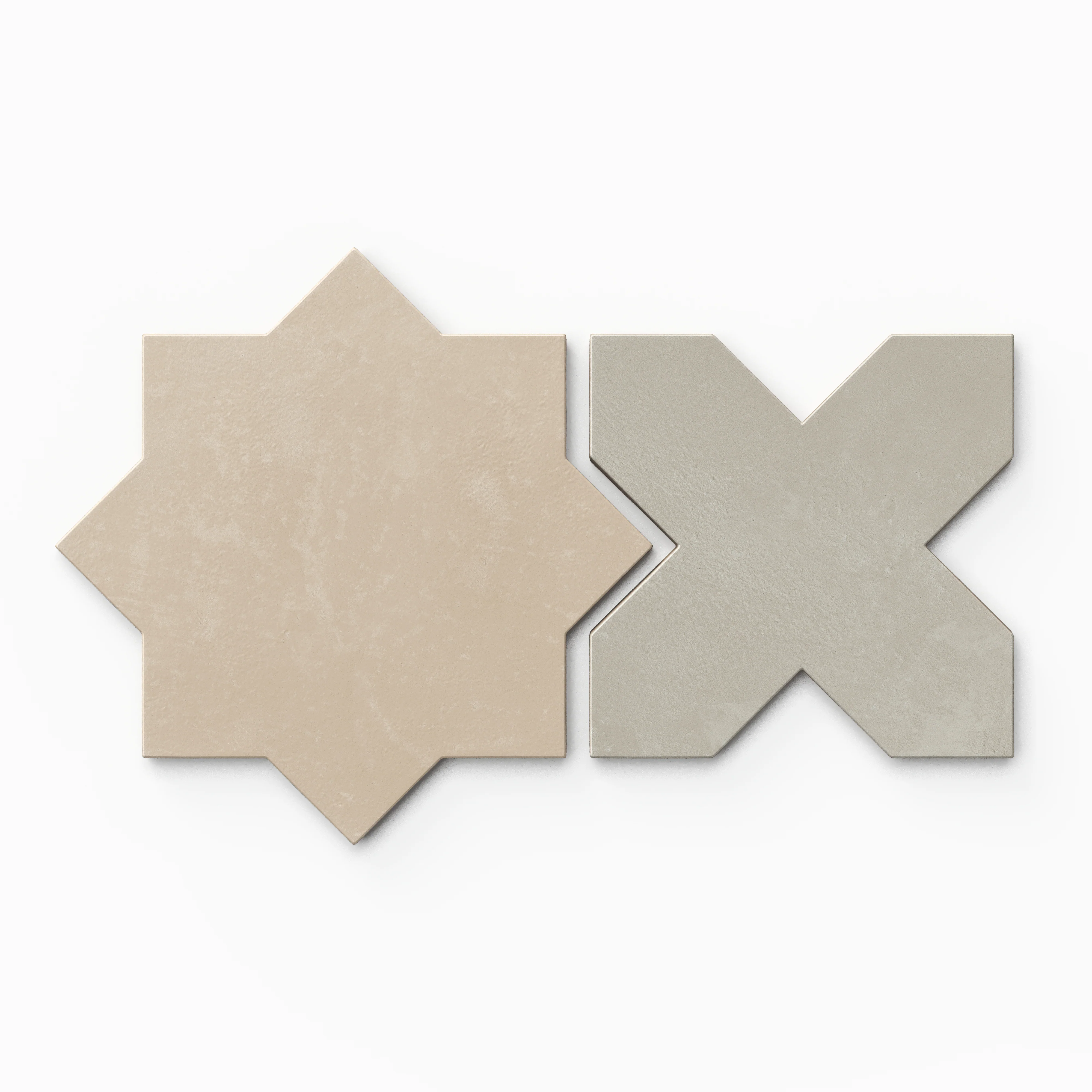 Isabel 11x11 Matte Porcelain Tile Star in Almond Mist and Cross in Silverstone - Image 2