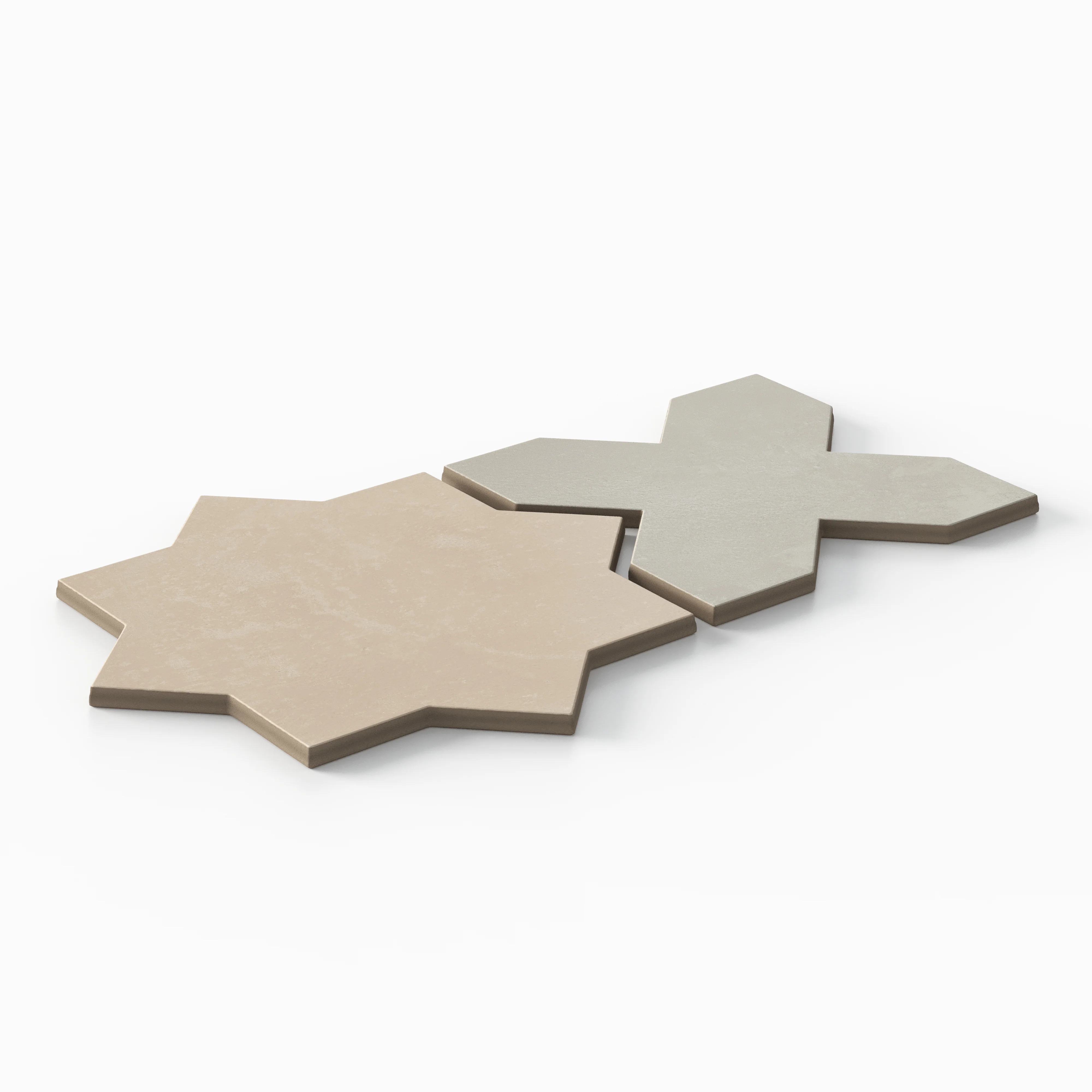 Isabel 11x11 Matte Porcelain Tile Star in Almond Mist and Cross in Silverstone - Image 3