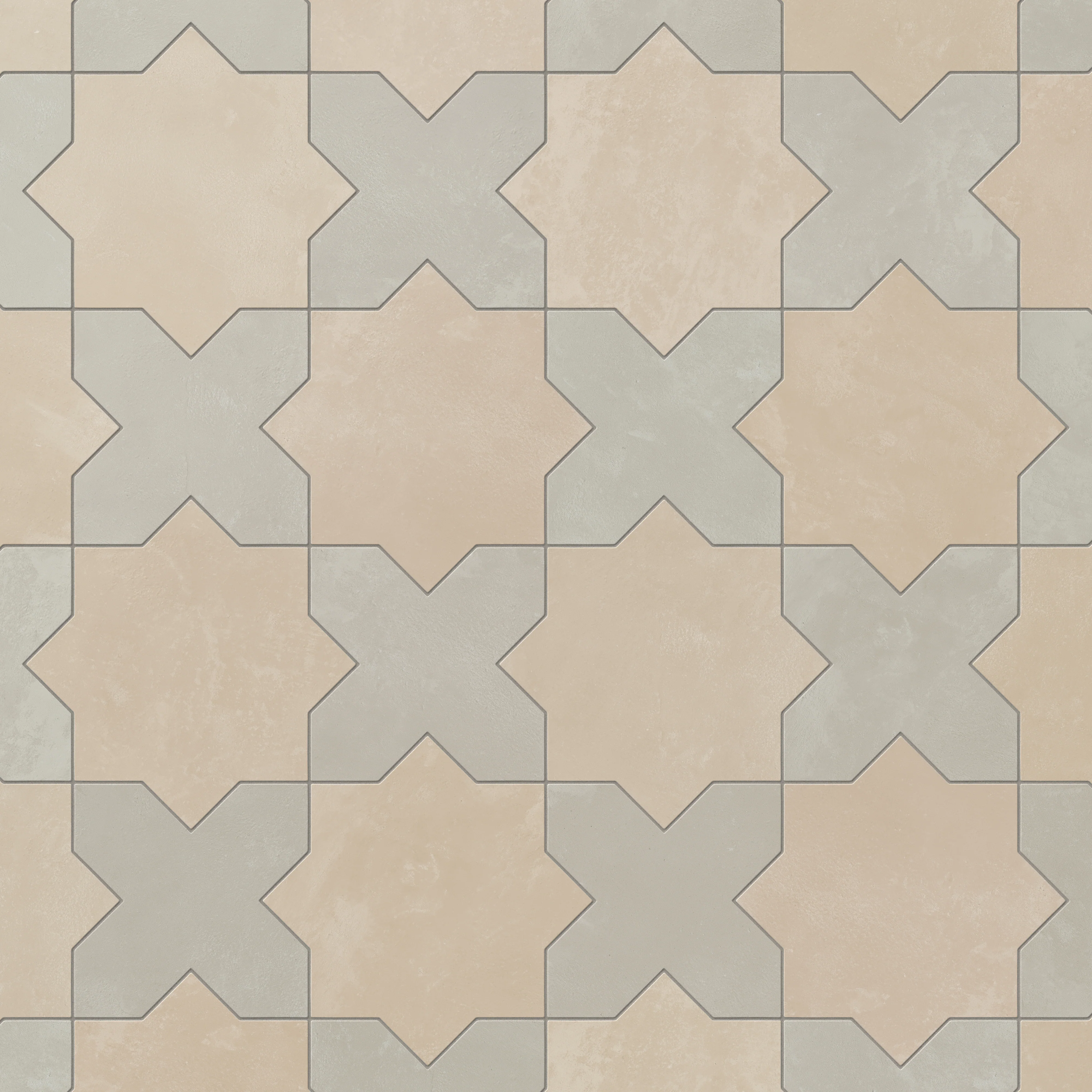 Isabel 11x11 Matte Porcelain Tile Star in Almond Mist and Cross in Silverstone - Image 4