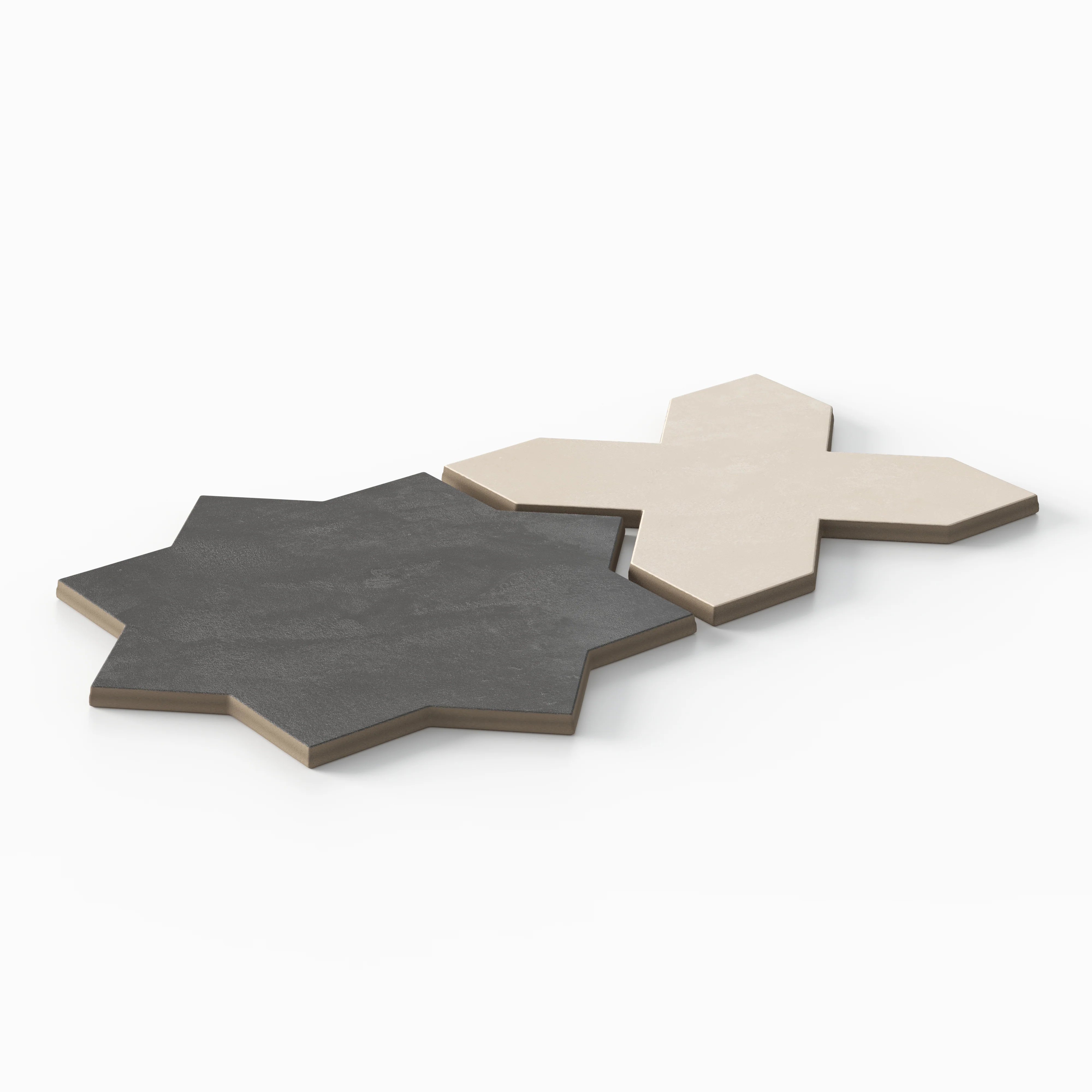 Isabel 11x11 Matte Porcelain Tile Star in Charcoal and Cross in Cream - Image 3