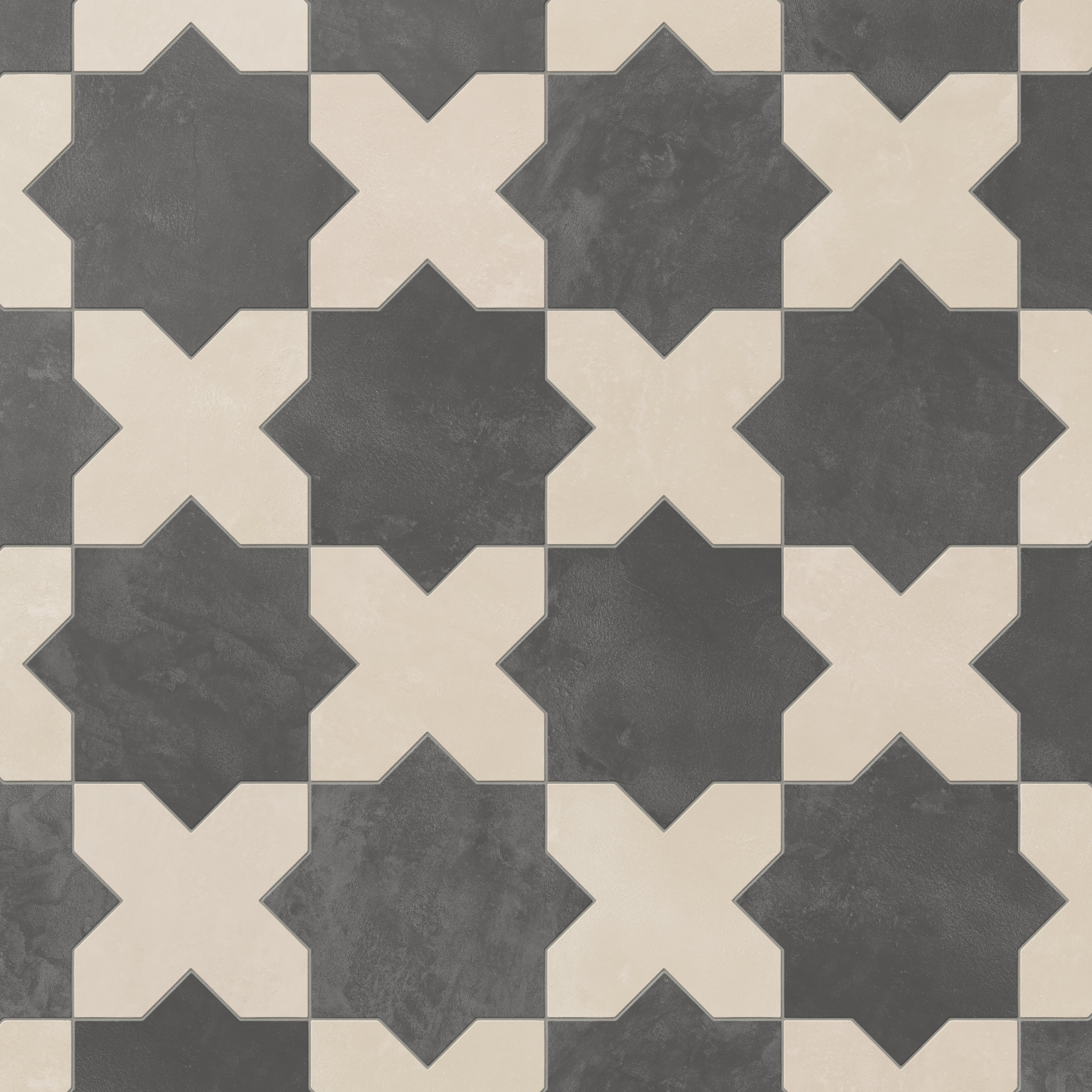 Isabel 11x11 Matte Porcelain Tile Star in Charcoal and Cross in Cream - Image 4