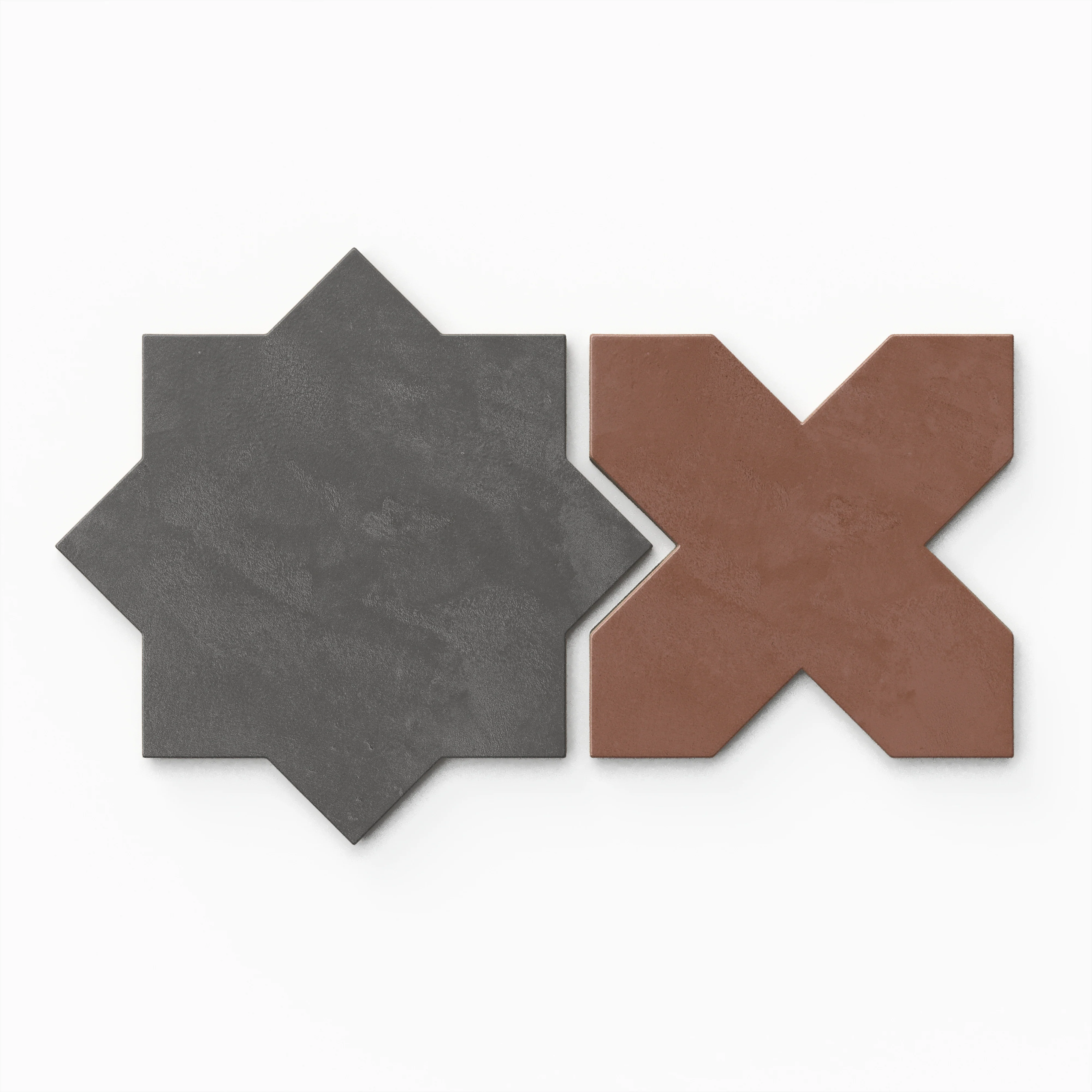 Isabel 11x11 Matte Porcelain Tile Star in Charcoal and Cross in Rust - Image 2