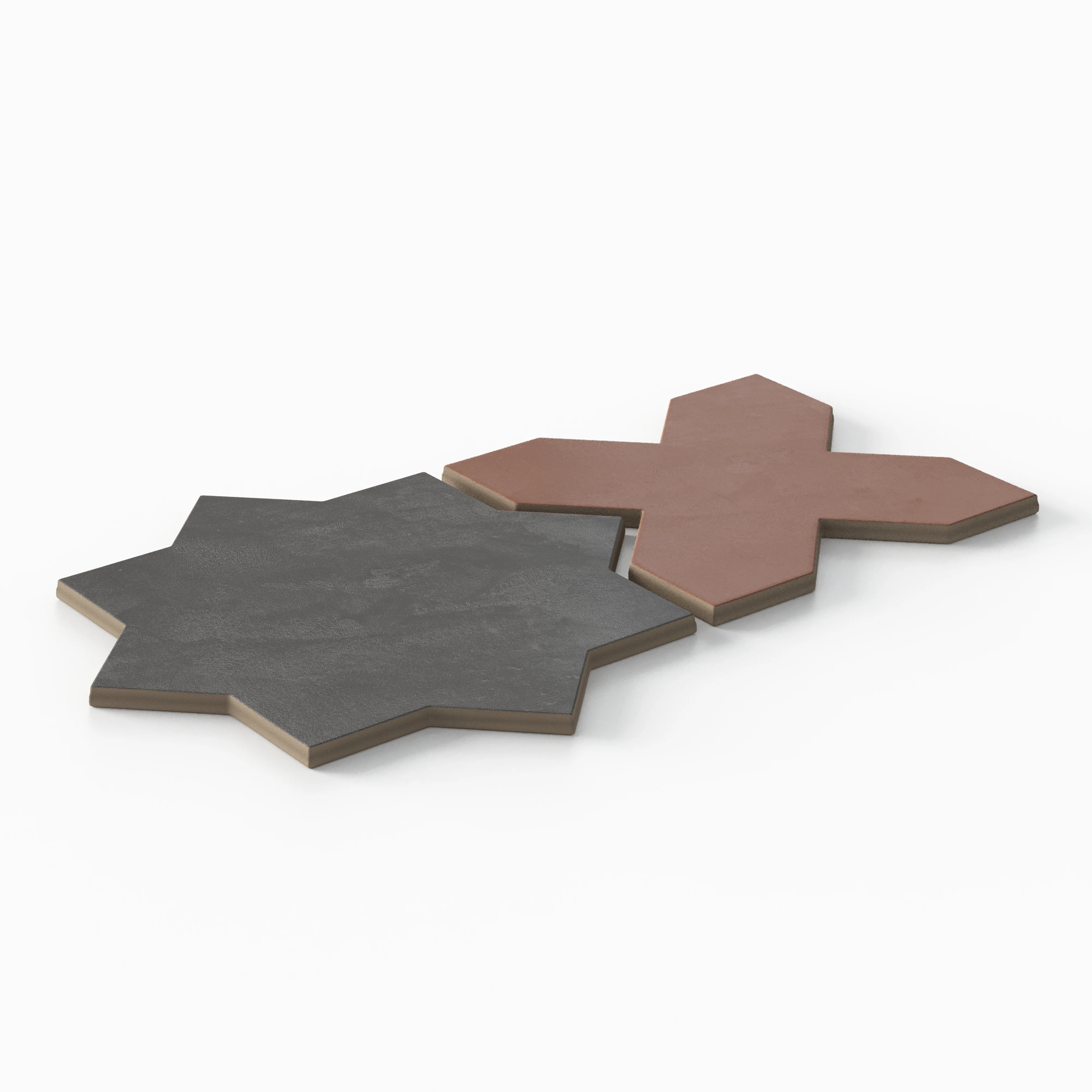Isabel 11x11 Matte Porcelain Tile Star in Charcoal and Cross in Rust - Image 3