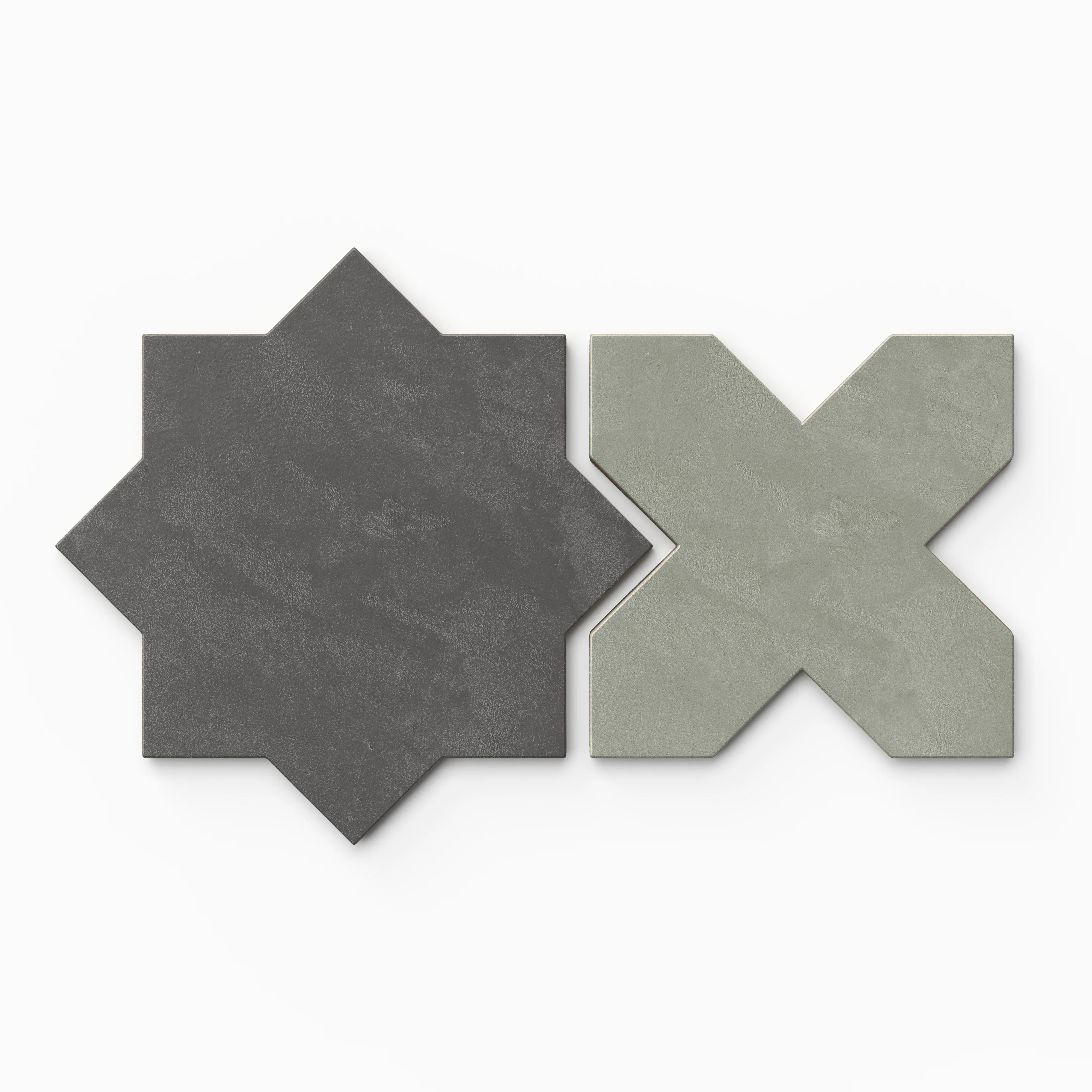 Isabel 11x11 Matte Porcelain Tile Star in Charcoal and Cross in Seasalt - Image 2