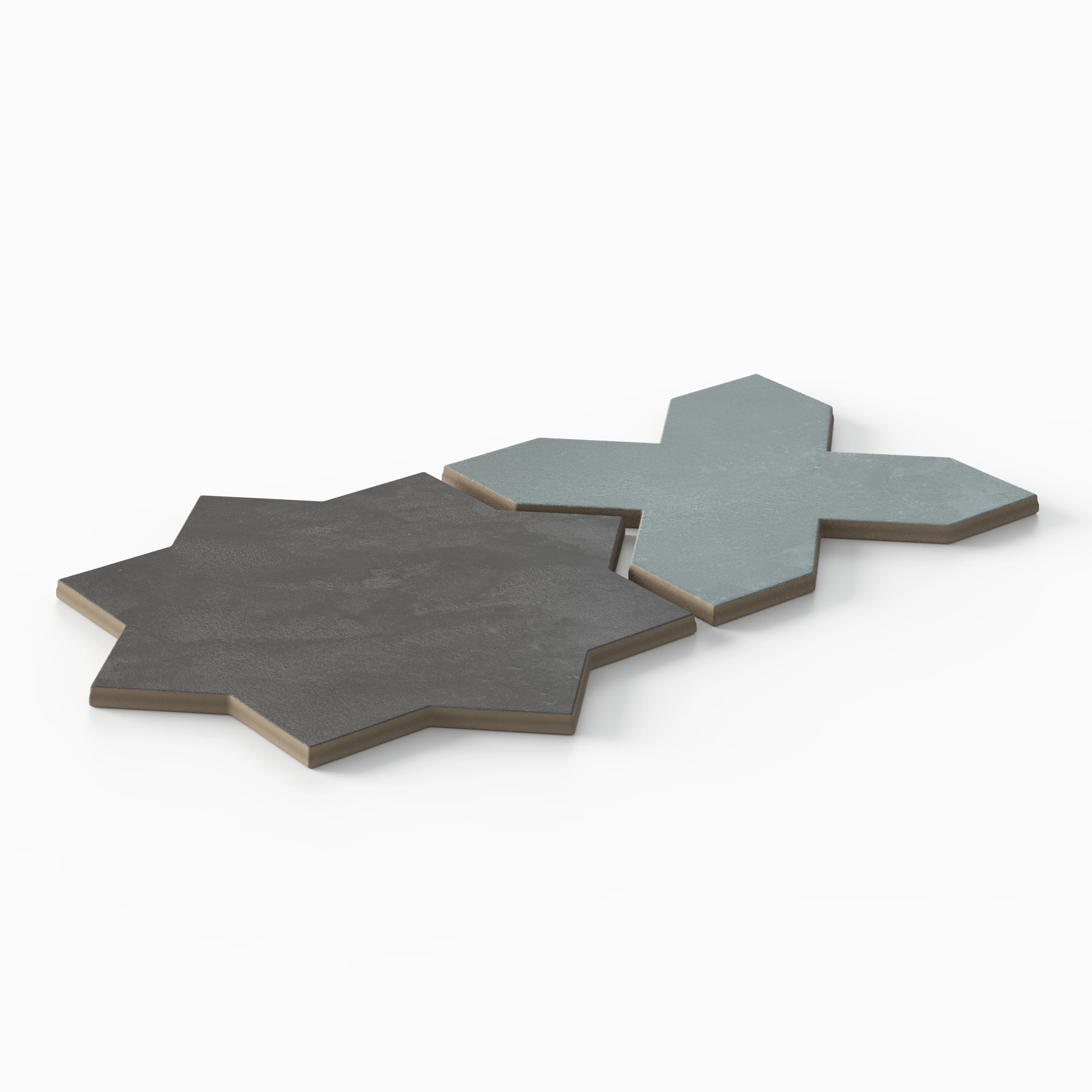 Isabel 11x11 Matte Porcelain Tile Star in Charcoal and Cross in Slate - Image 3