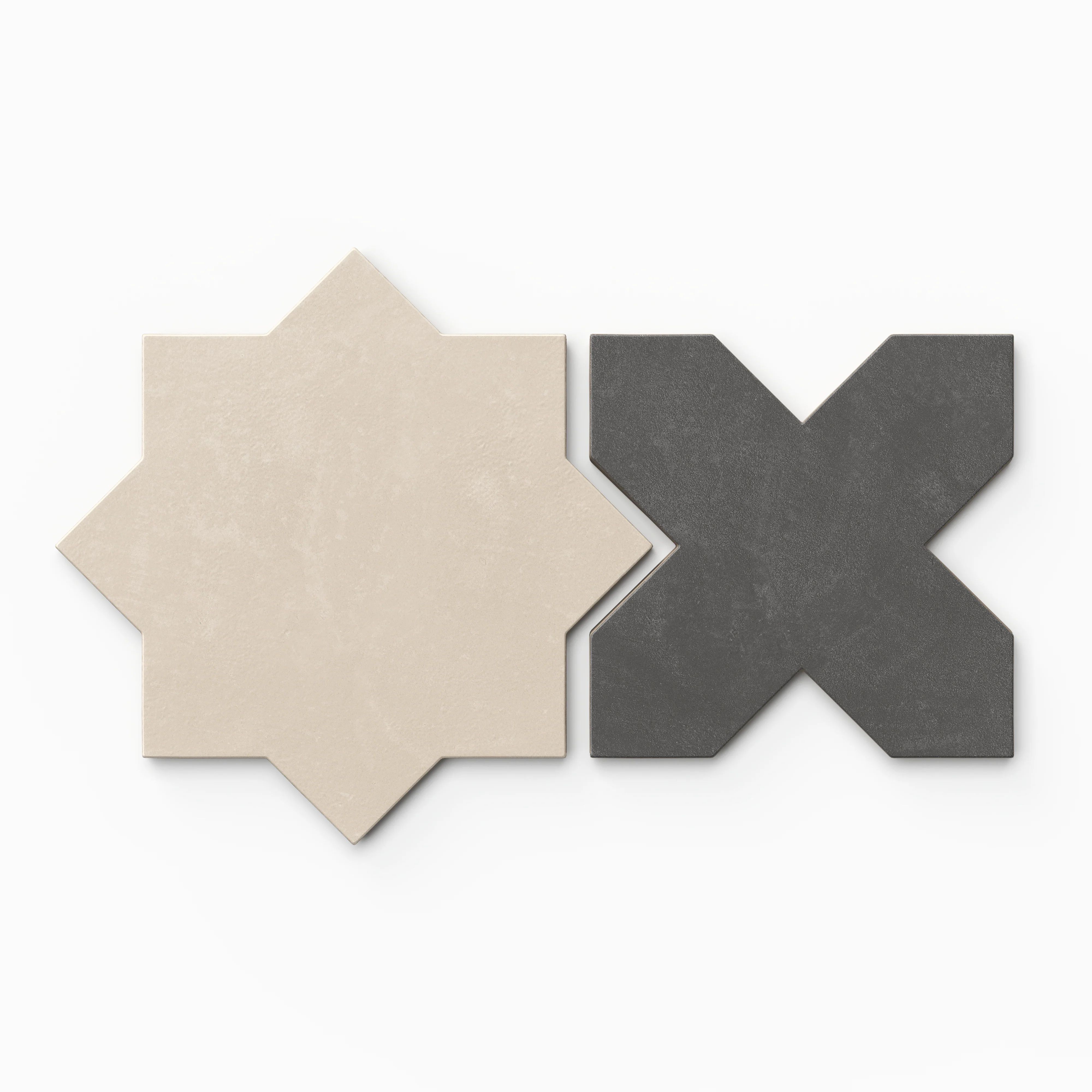 Isabel 11x11 Matte Porcelain Tile Star in Cream and Cross in Charcoal - Image 3