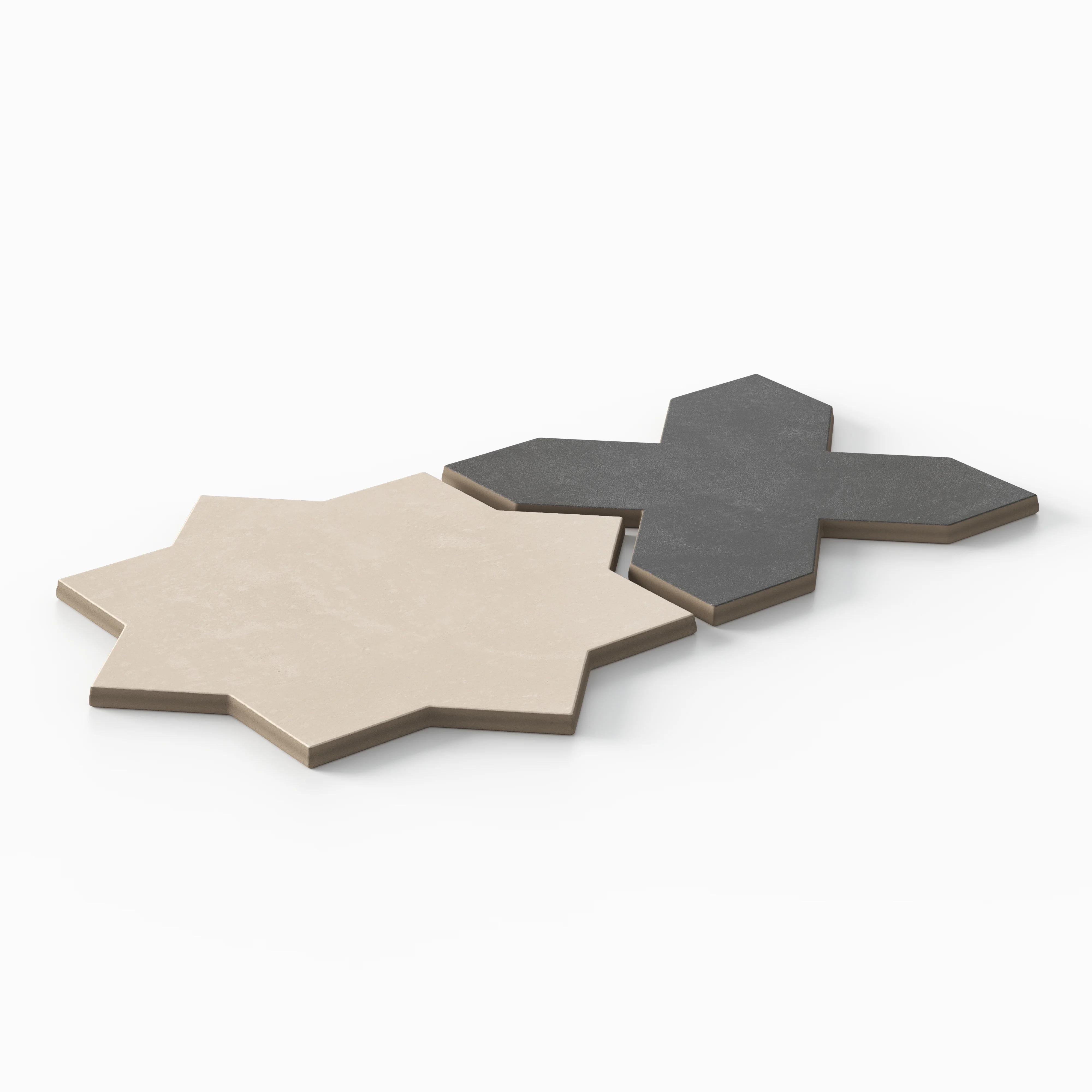 Isabel 11x11 Matte Porcelain Tile Star in Cream and Cross in Charcoal - Image 4