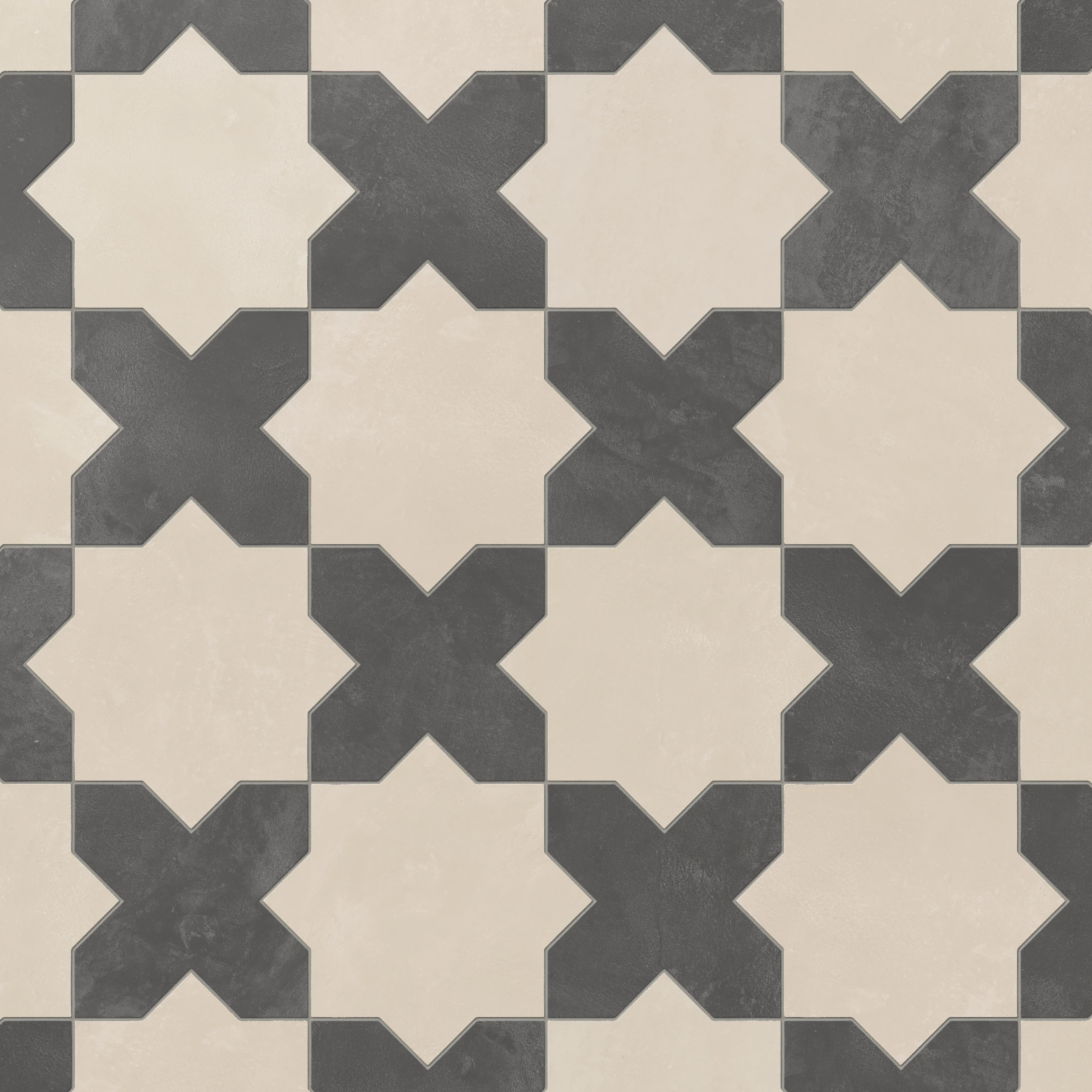 Isabel 11x11 Matte Porcelain Tile Star in Cream and Cross in Charcoal - Image 5