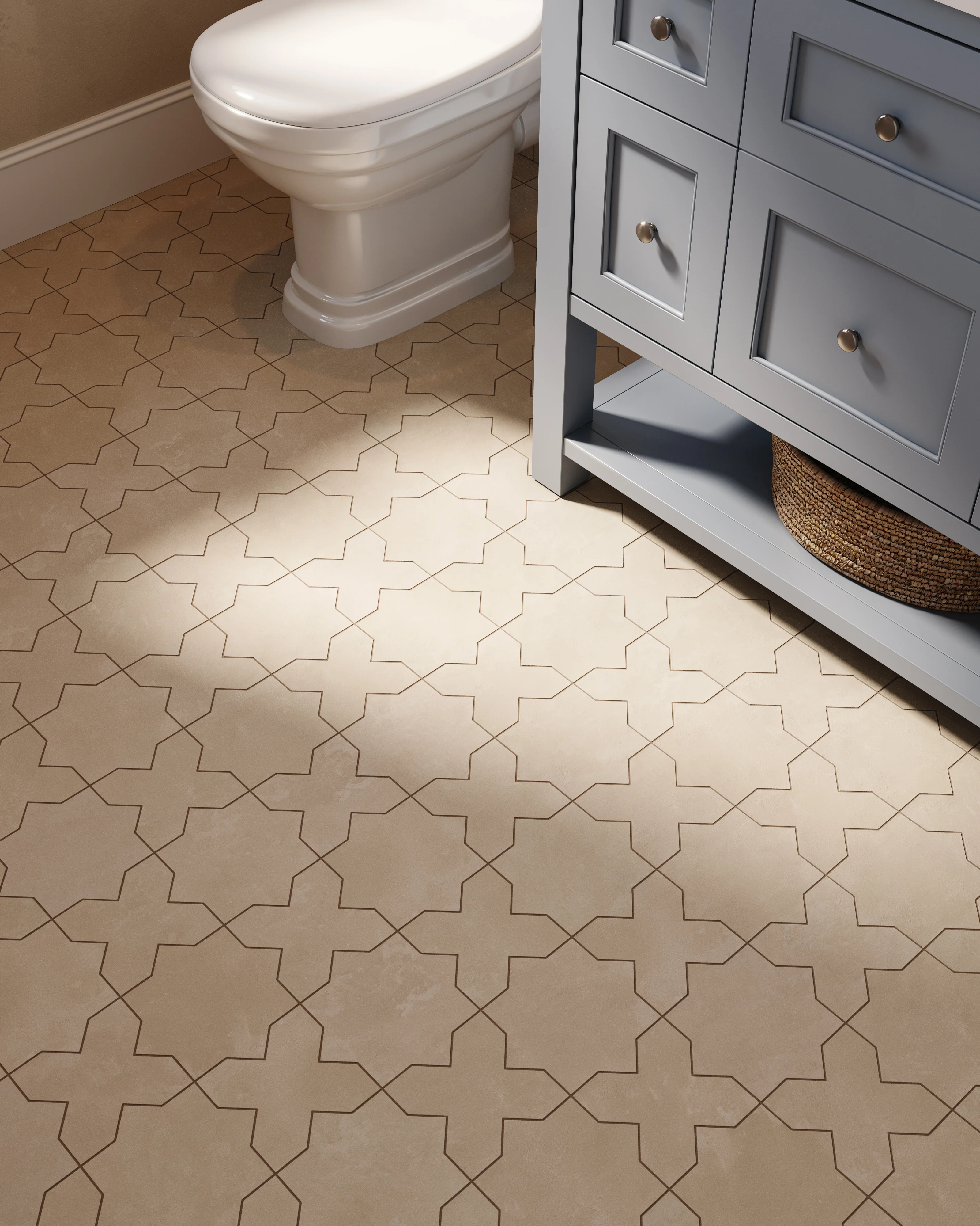 Isabel 11x11 Matte Porcelain Tile Star in Cream and Cross in Cream - Image 2