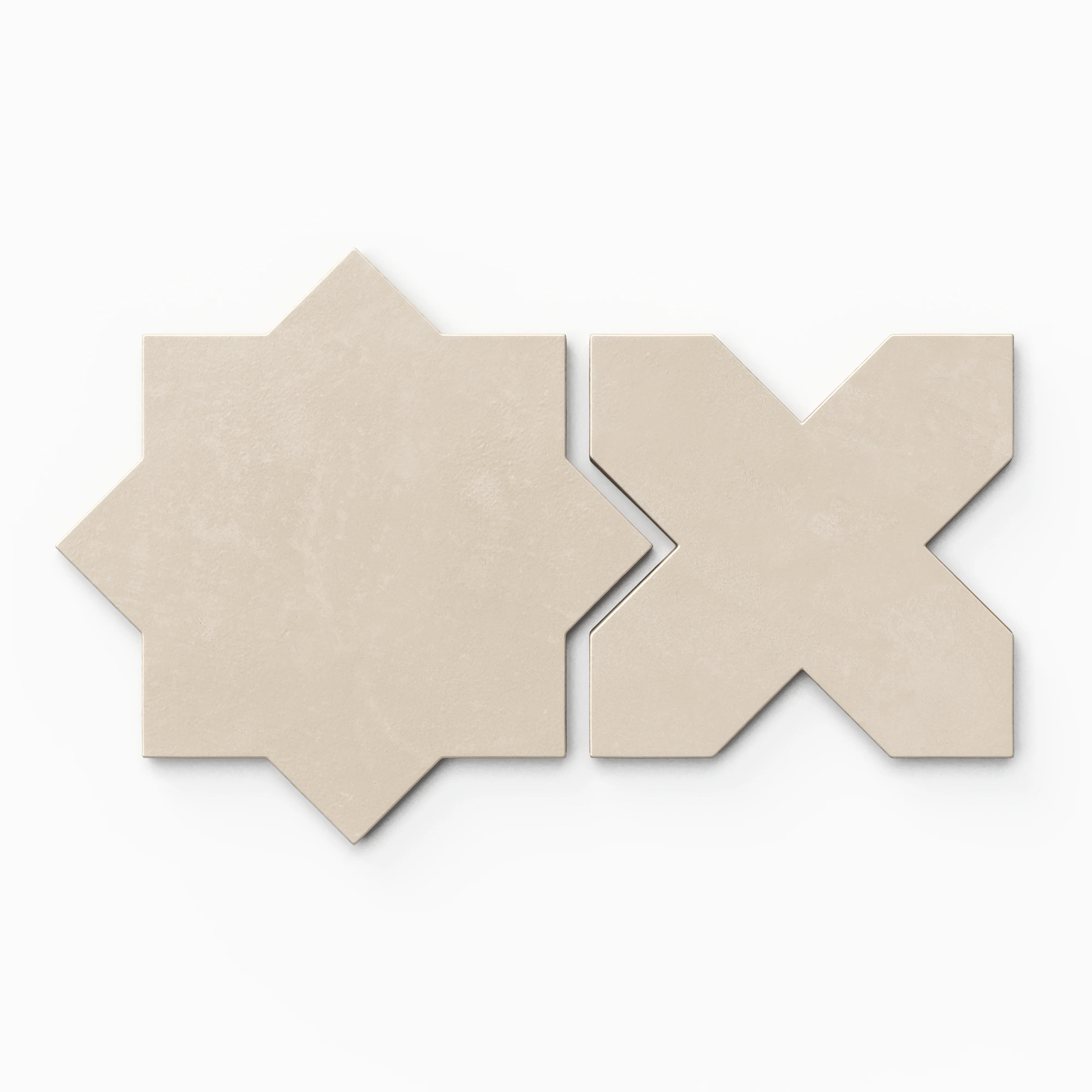 Isabel 11x11 Matte Porcelain Tile Star in Cream and Cross in Cream - Image 3