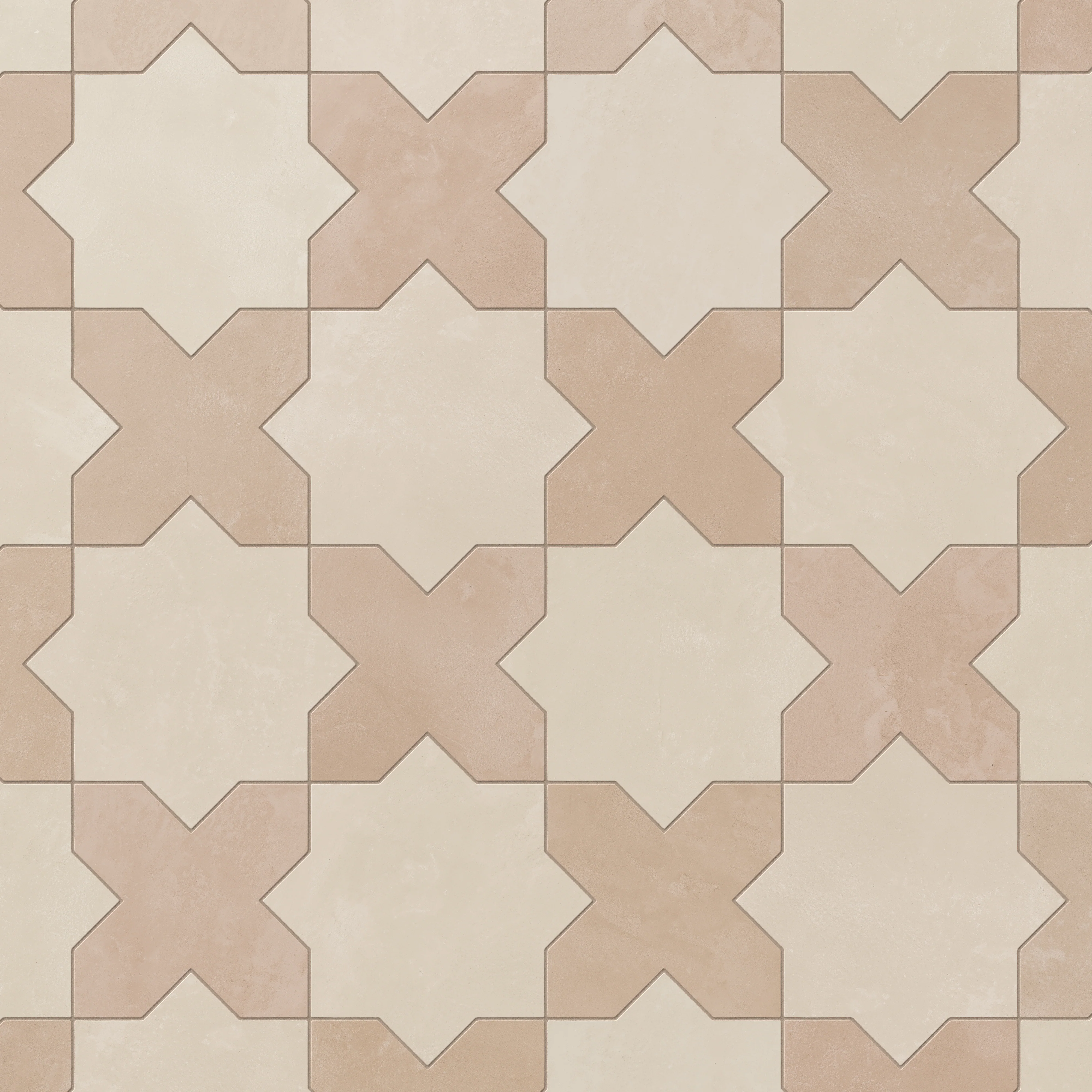 Isabel 11x11 Matte Porcelain Tile Star in Cream and Cross in Rosewood - Image 4