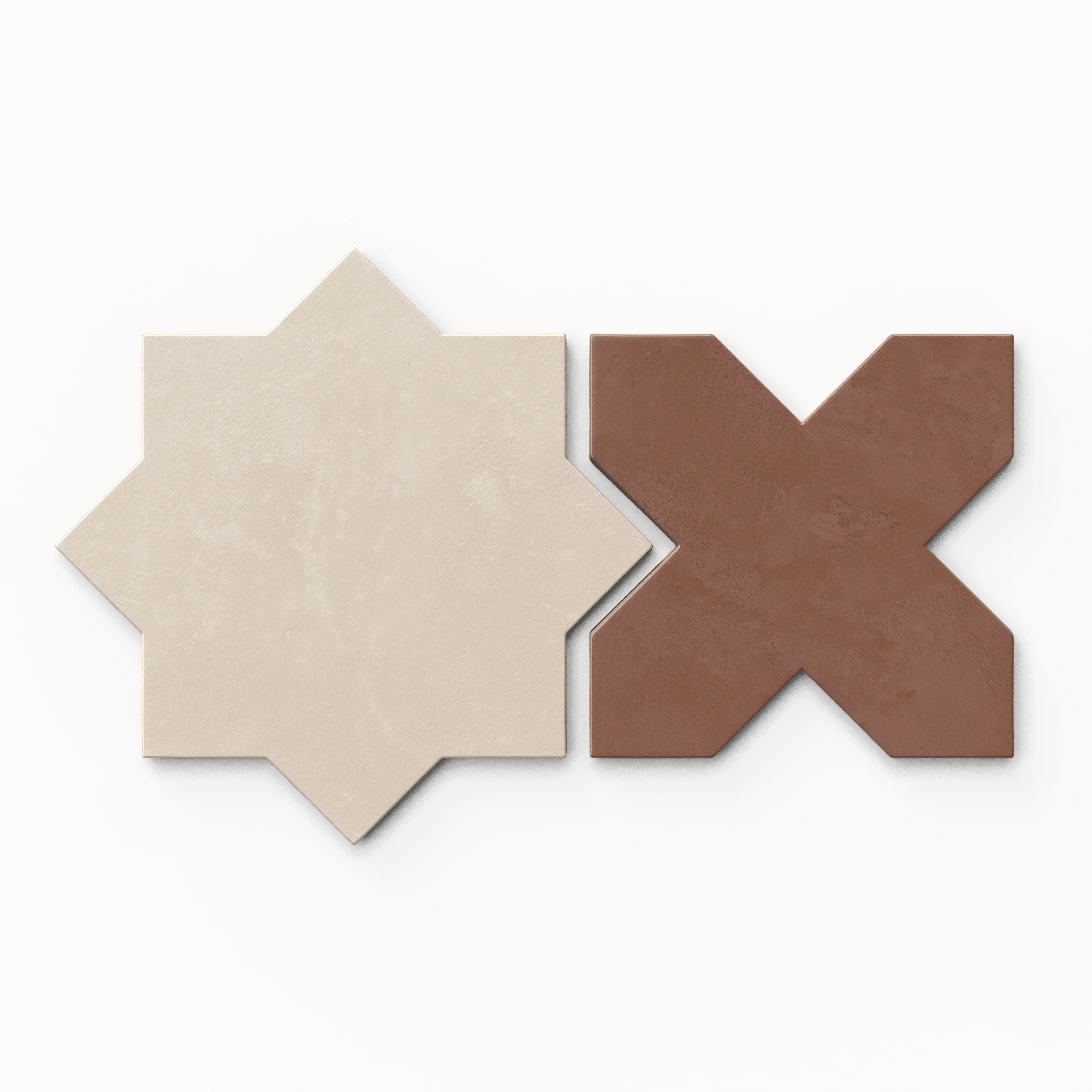 Isabel 11x11 Matte Porcelain Tile Star in Cream and Cross in Rust - Image 2
