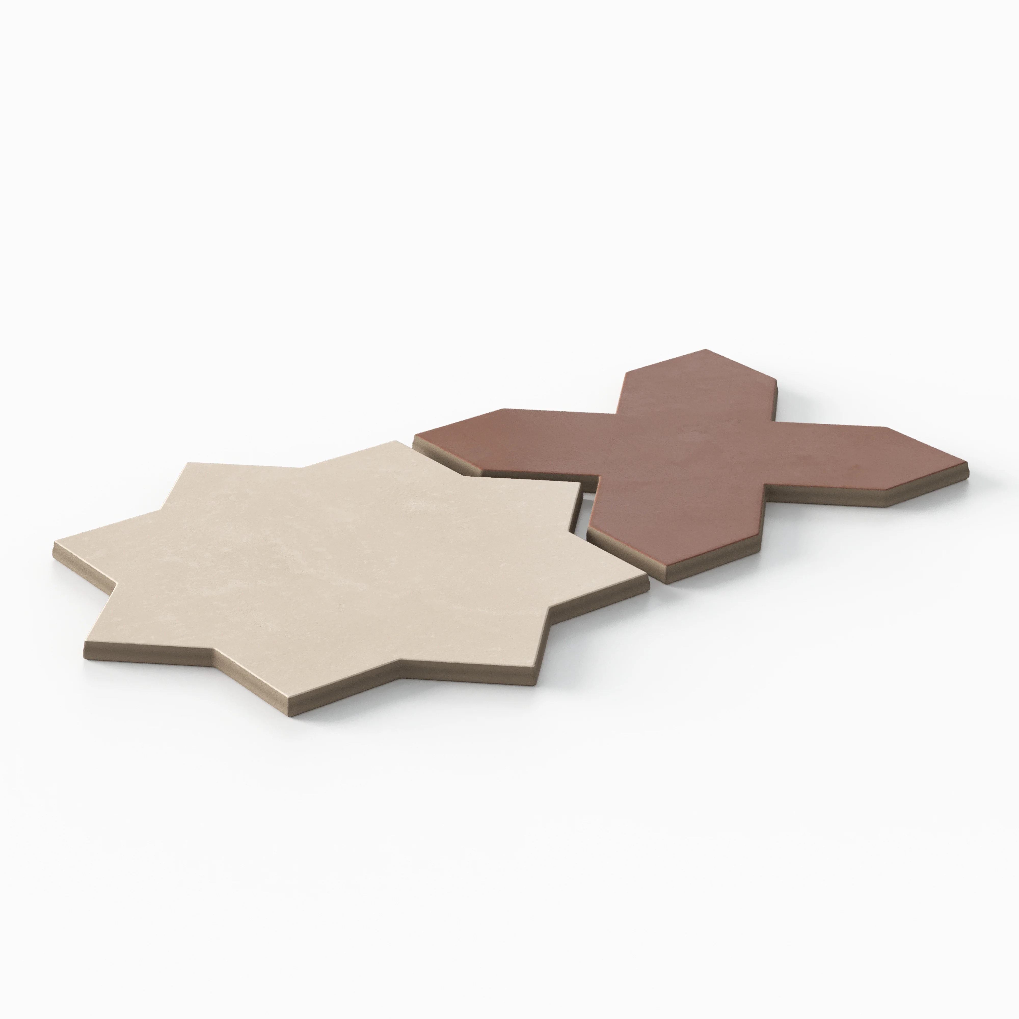 Isabel 11x11 Matte Porcelain Tile Star in Cream and Cross in Rust - Image 3