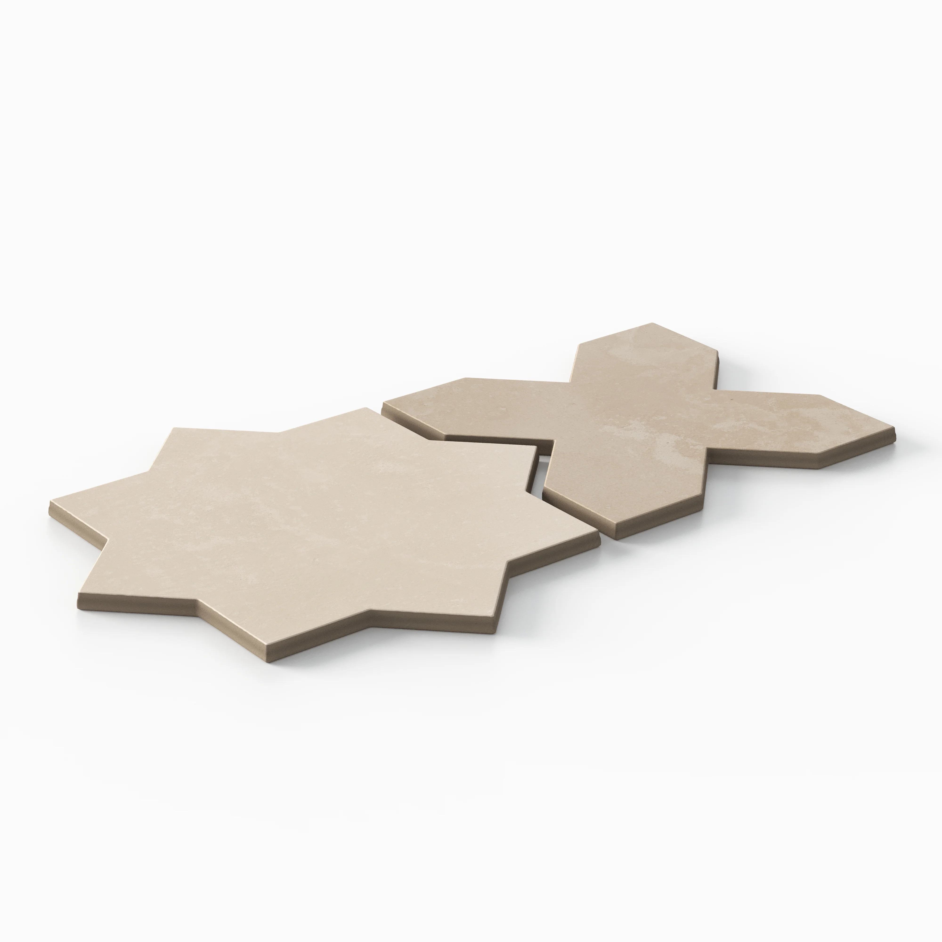 Isabel 11x11 Matte Porcelain Tile Star in Cream and Cross in Sand - Image 3