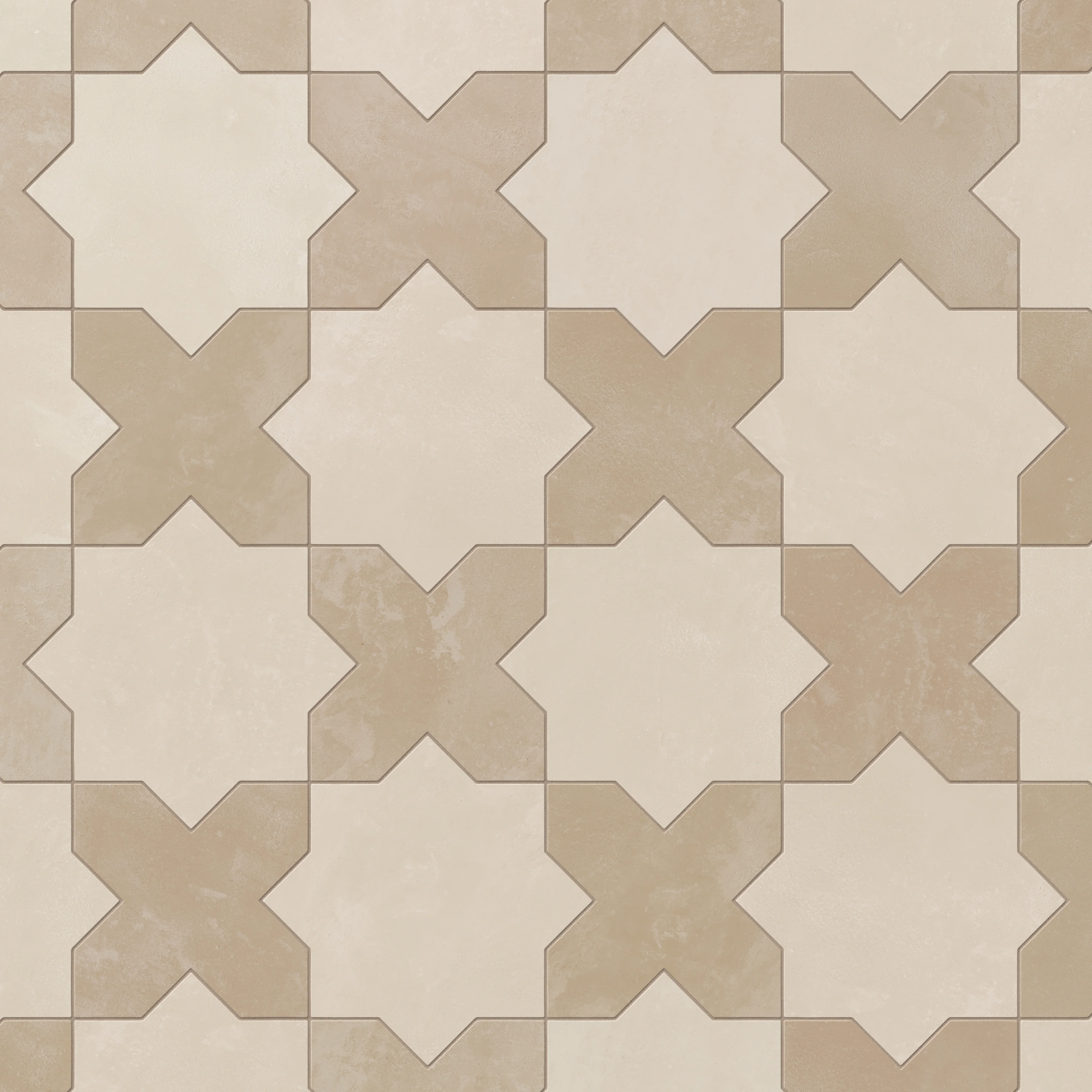 Isabel 11x11 Matte Porcelain Tile Star in Cream and Cross in Sand - Image 4