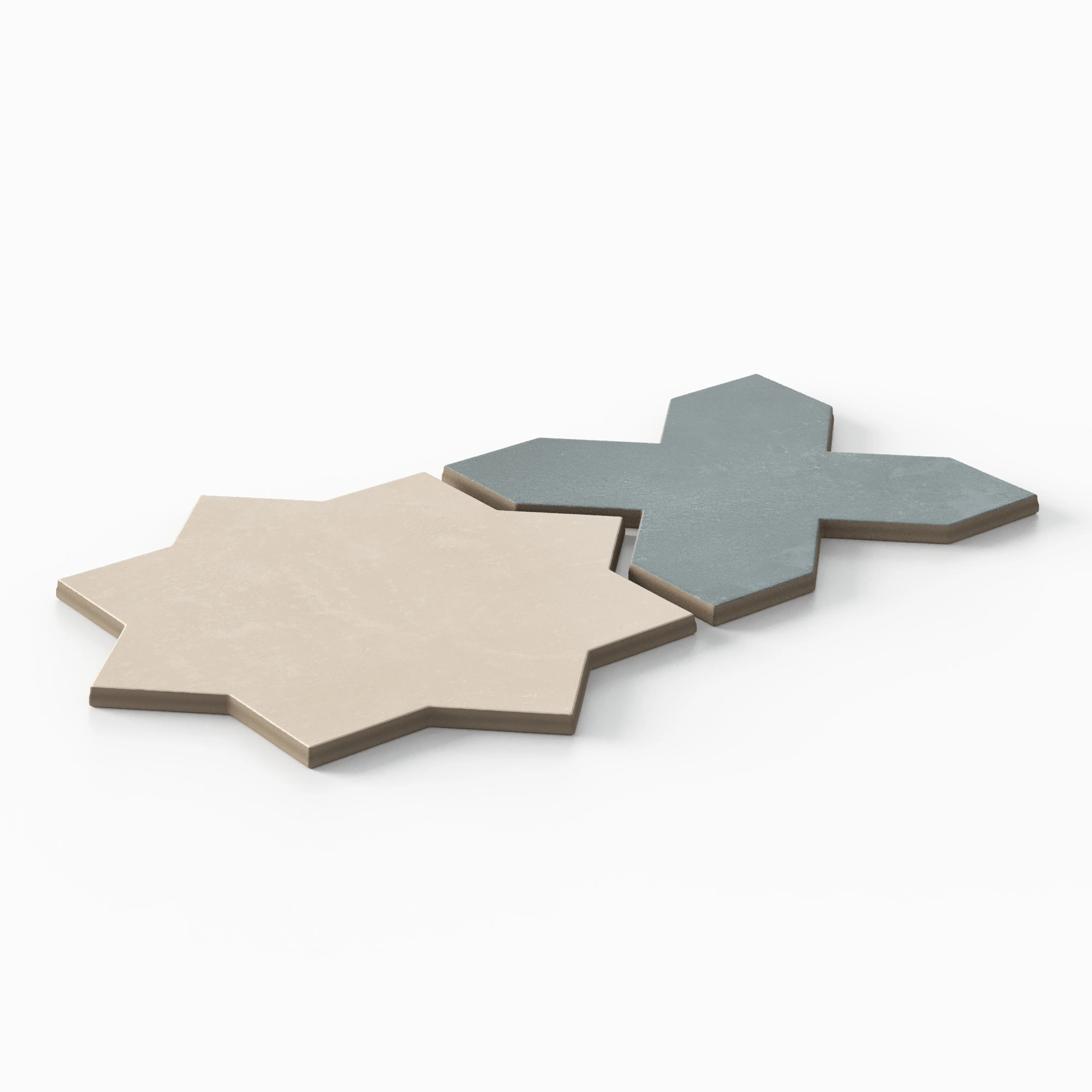 Isabel 11x11 Matte Porcelain Tile Star in Cream and Cross in Slate - Image 3