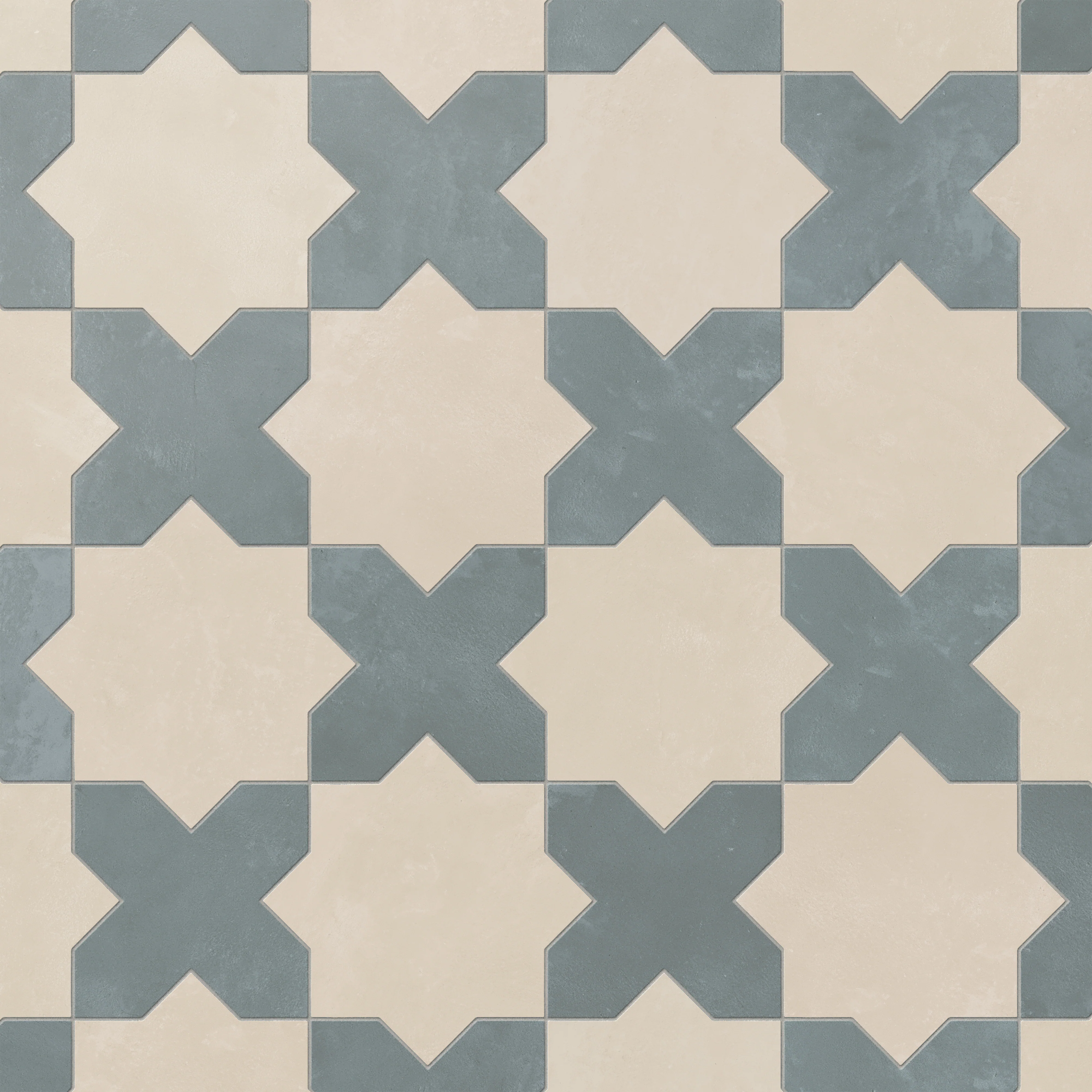 Isabel 11x11 Matte Porcelain Tile Star in Cream and Cross in Slate - Image 4