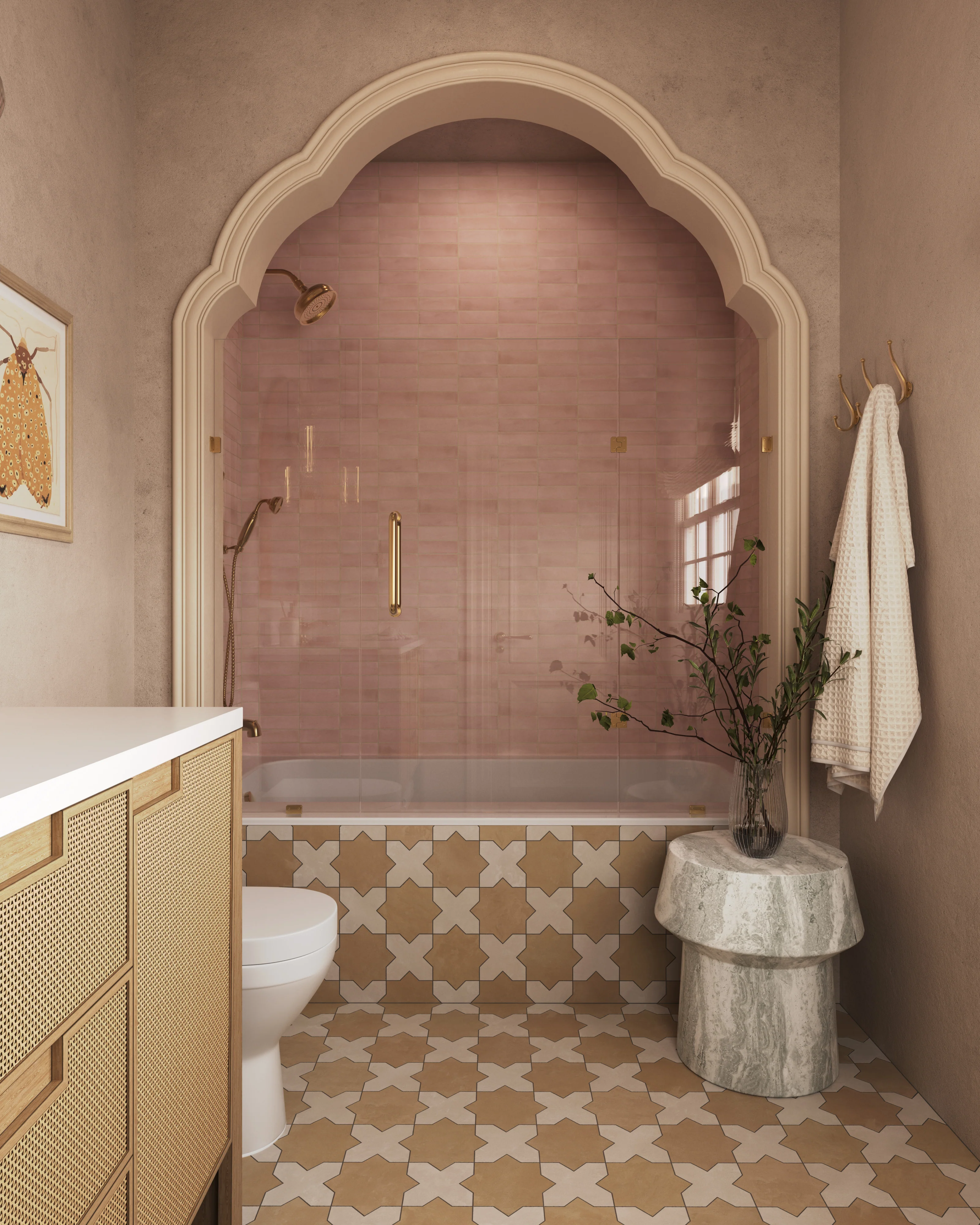 Isabel 11x11 Matte Porcelain Tile Star in Daffodil and Cross in Cream - Image 2