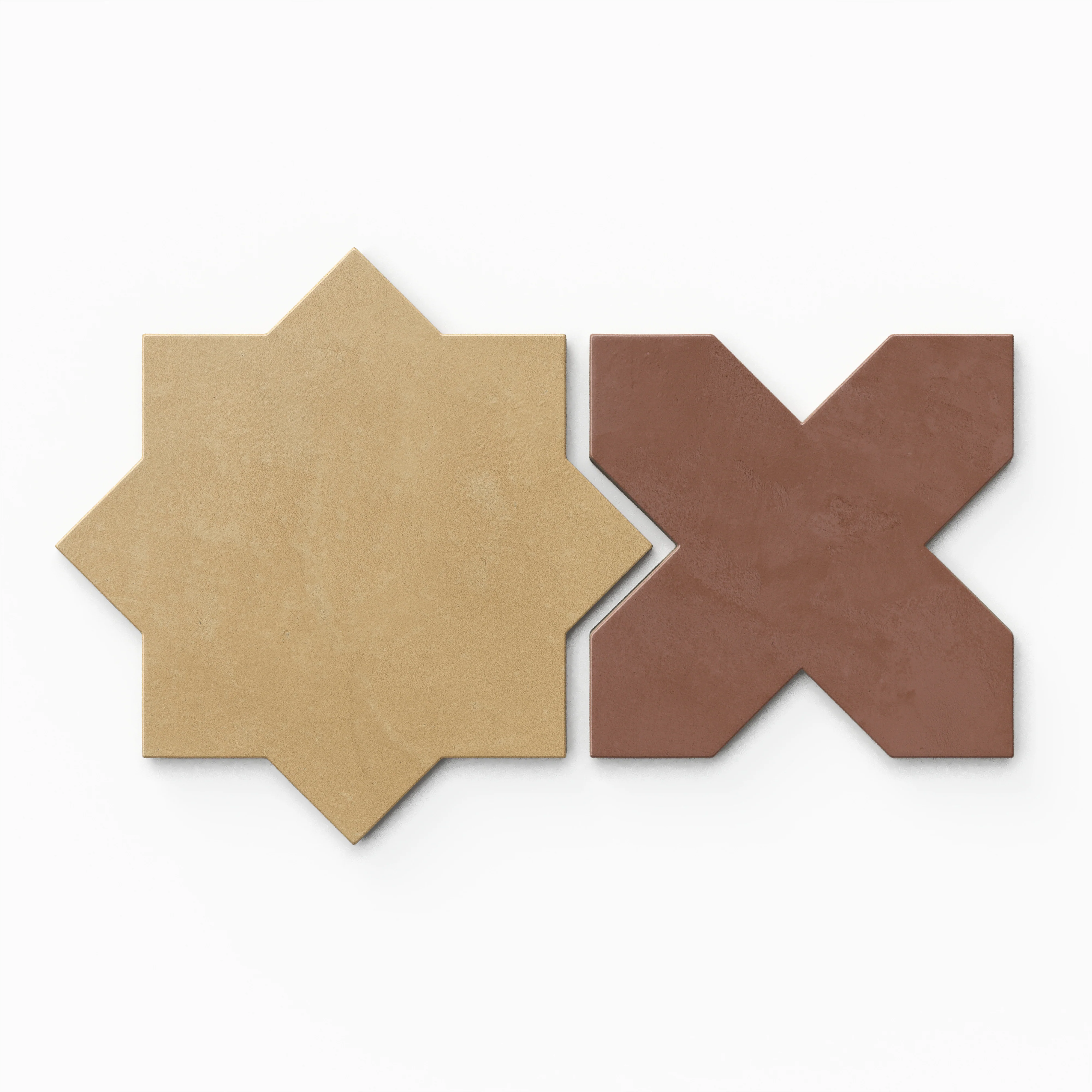 Isabel 11x11 Matte Porcelain Tile Star in Daffodil and Cross in Rust - Image 2