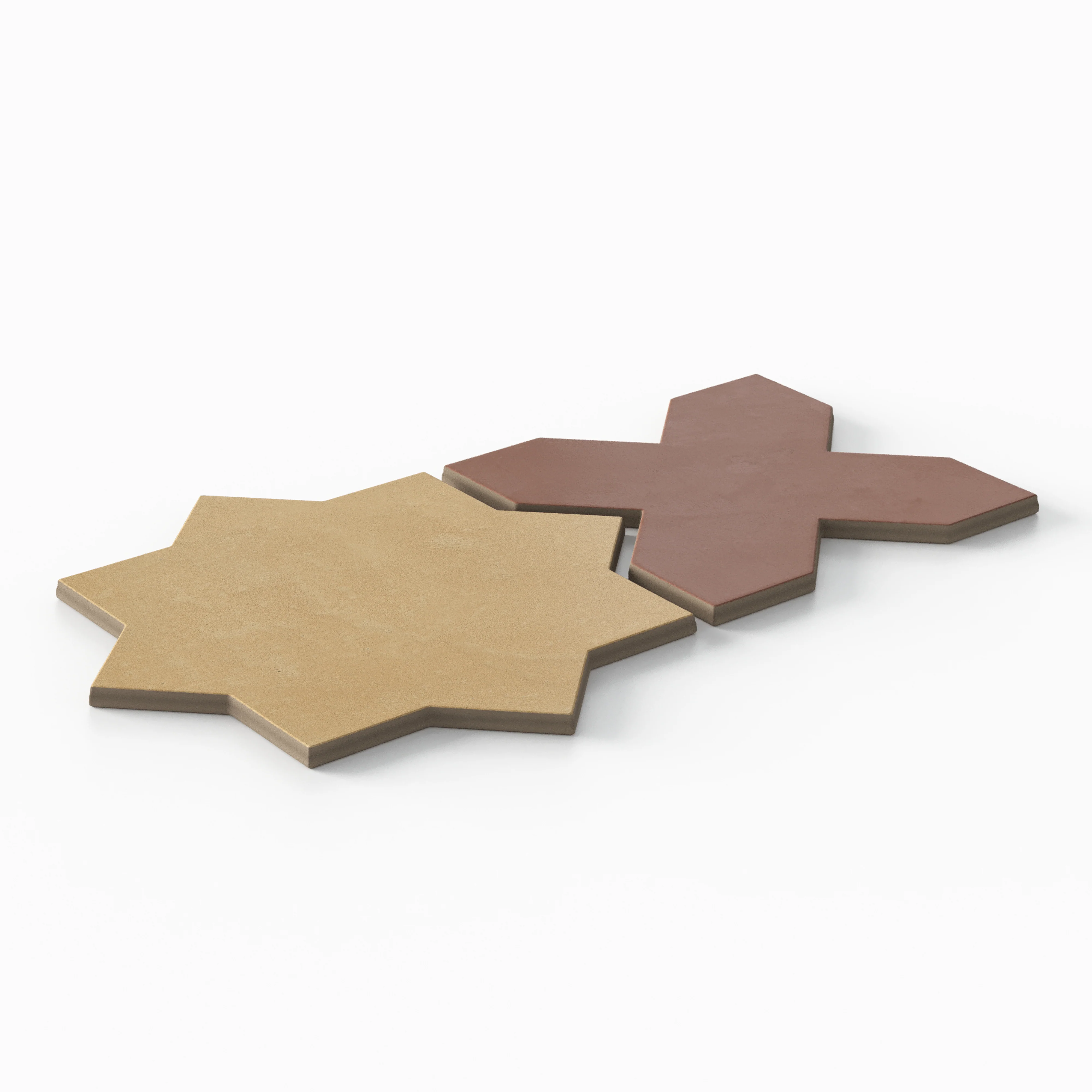 Isabel 11x11 Matte Porcelain Tile Star in Daffodil and Cross in Rust - Image 3