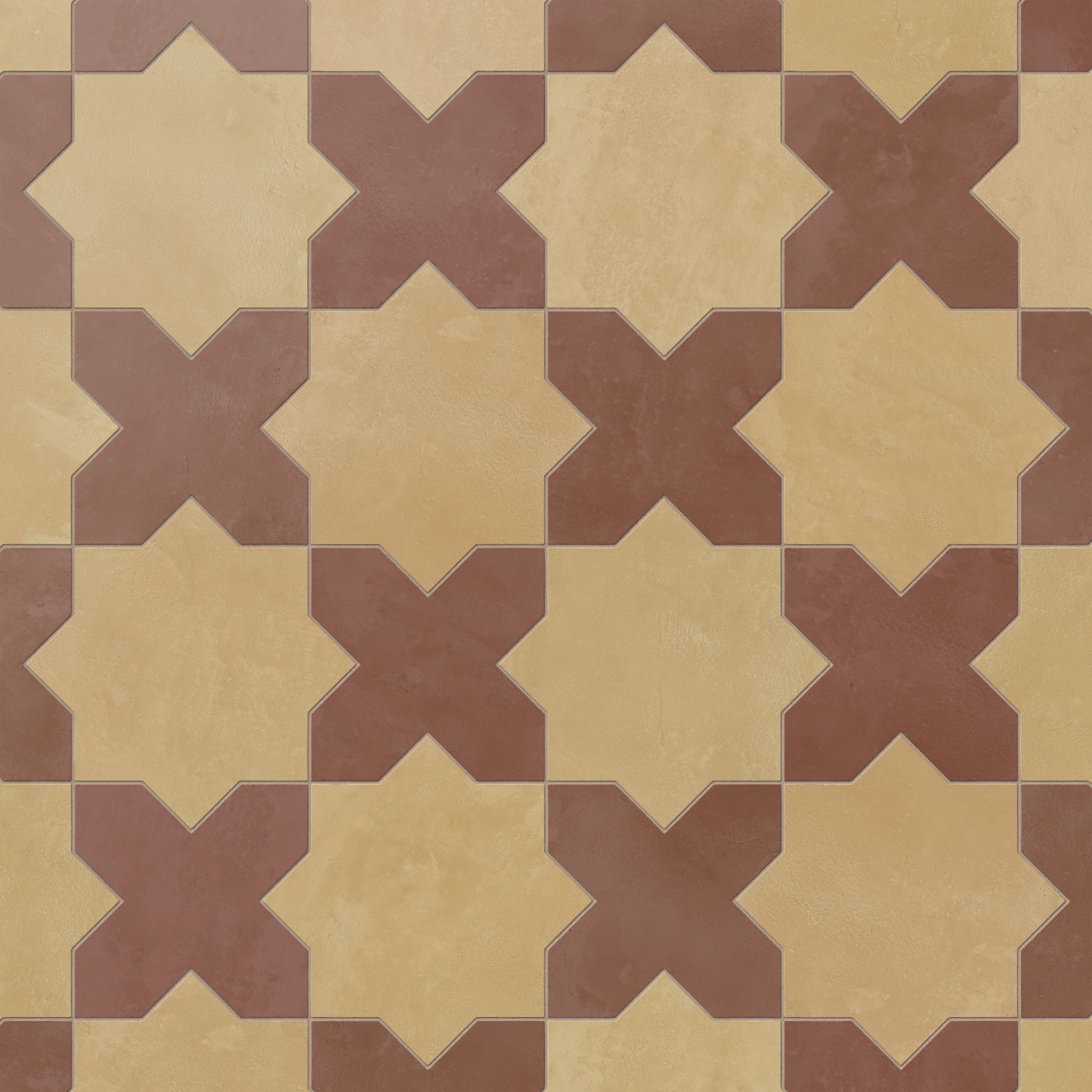 Isabel 11x11 Matte Porcelain Tile Star in Daffodil and Cross in Rust - Image 4
