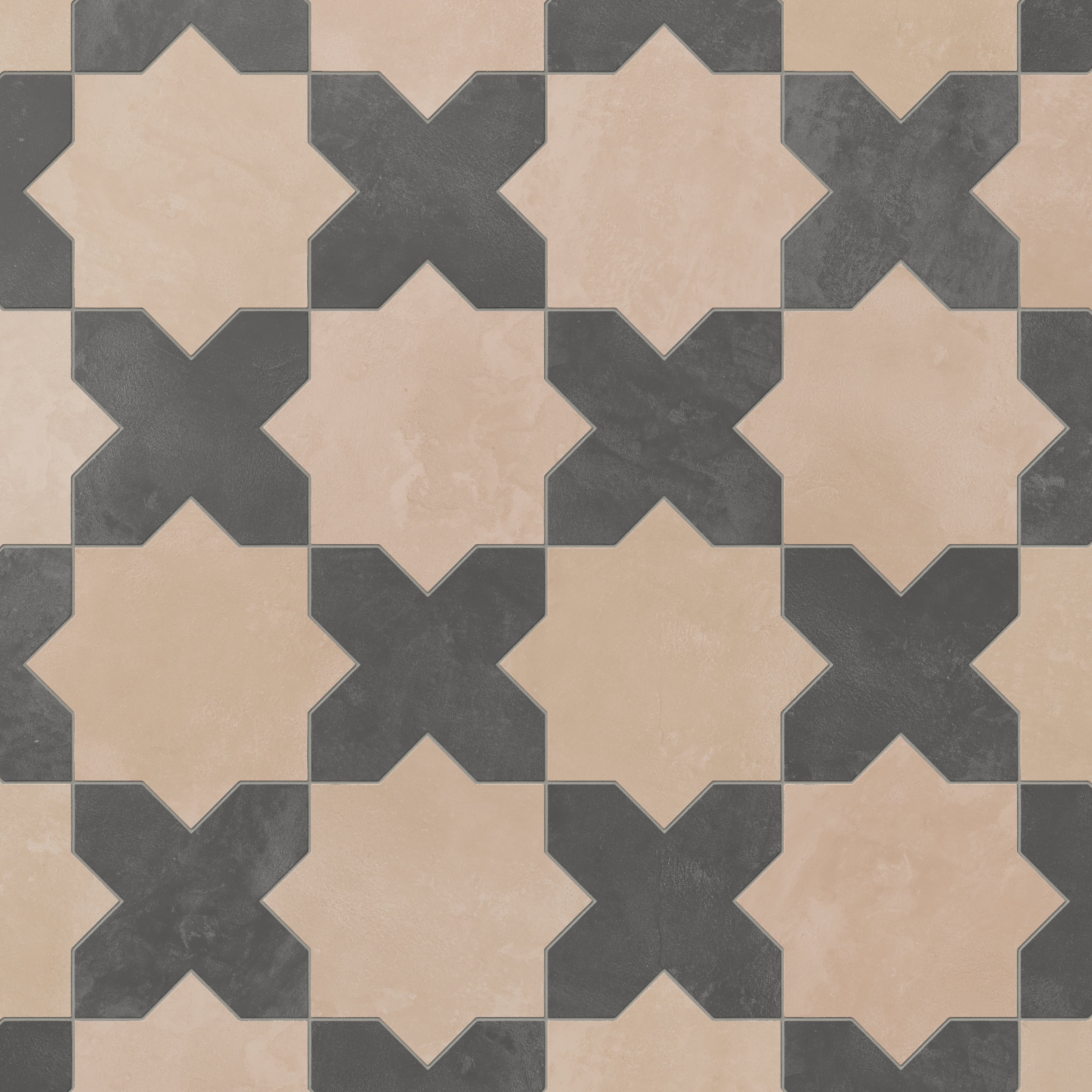 Isabel 11x11 Matte Porcelain Tile Star in Rosewood and Cross in Charcoal - Image 4