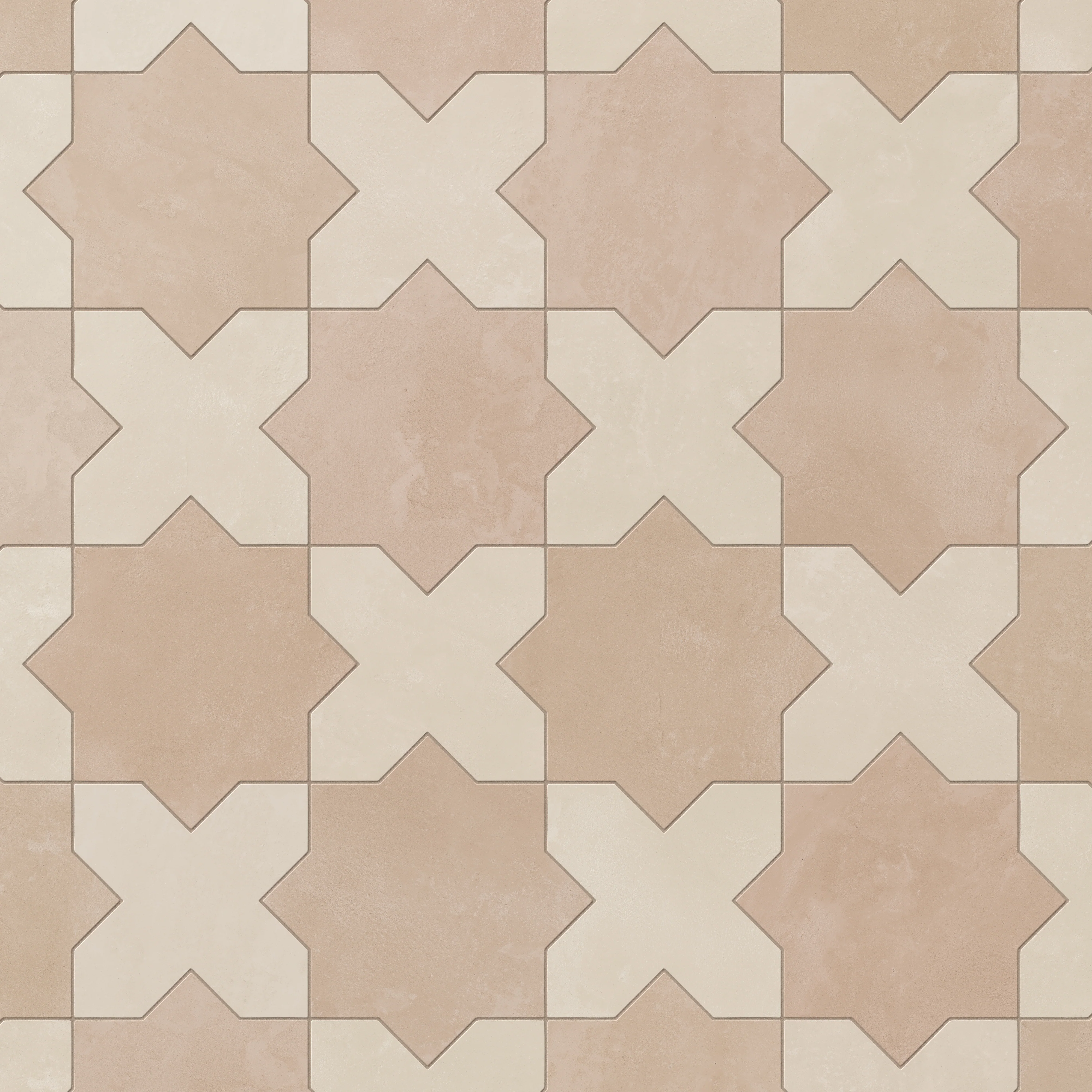 Isabel 11x11 Matte Porcelain Tile Star in Rosewood and Cross in Cream - Image 4