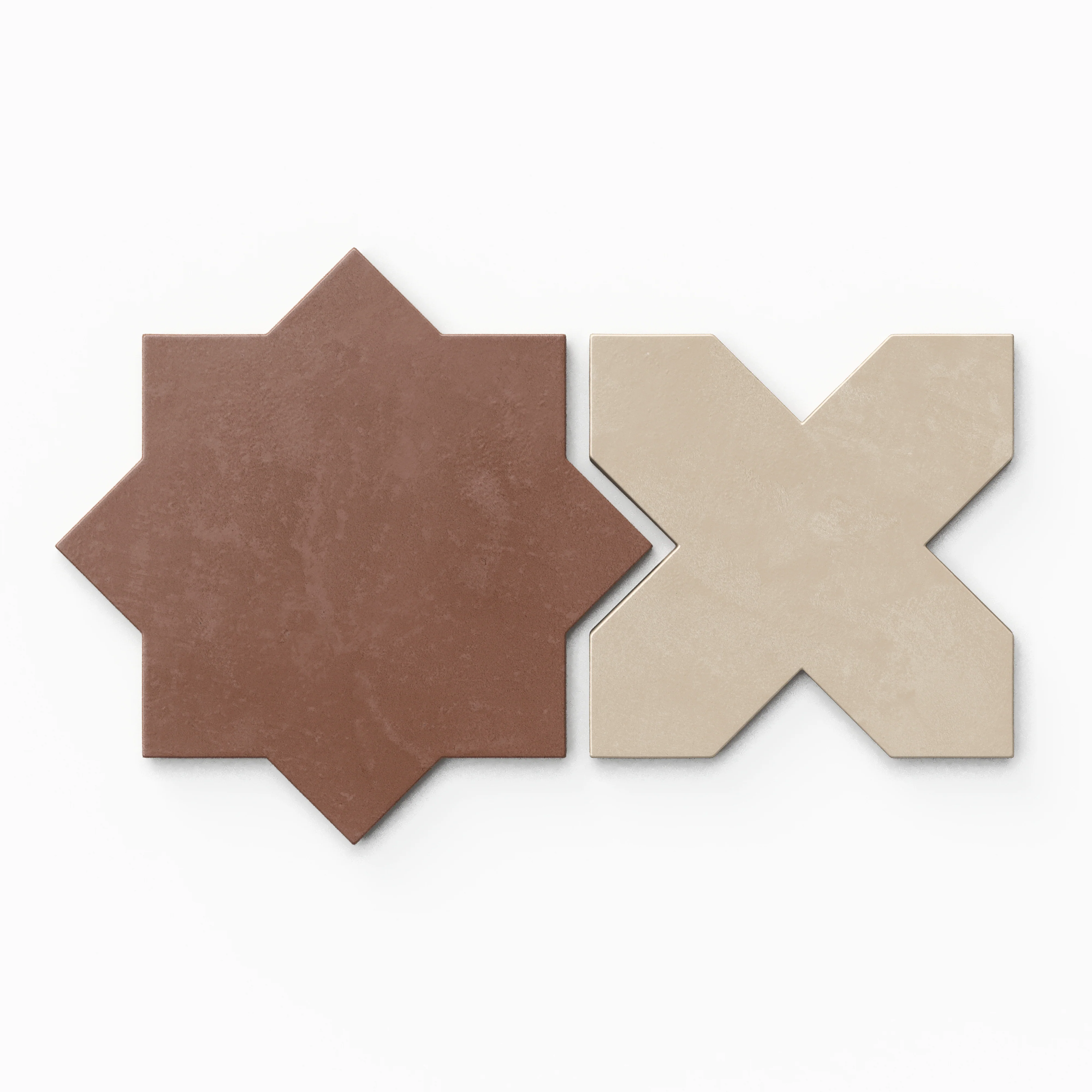 Isabel 11x11 Matte Porcelain Tile Star in Rust and Cross in Almond Mist - Image 2