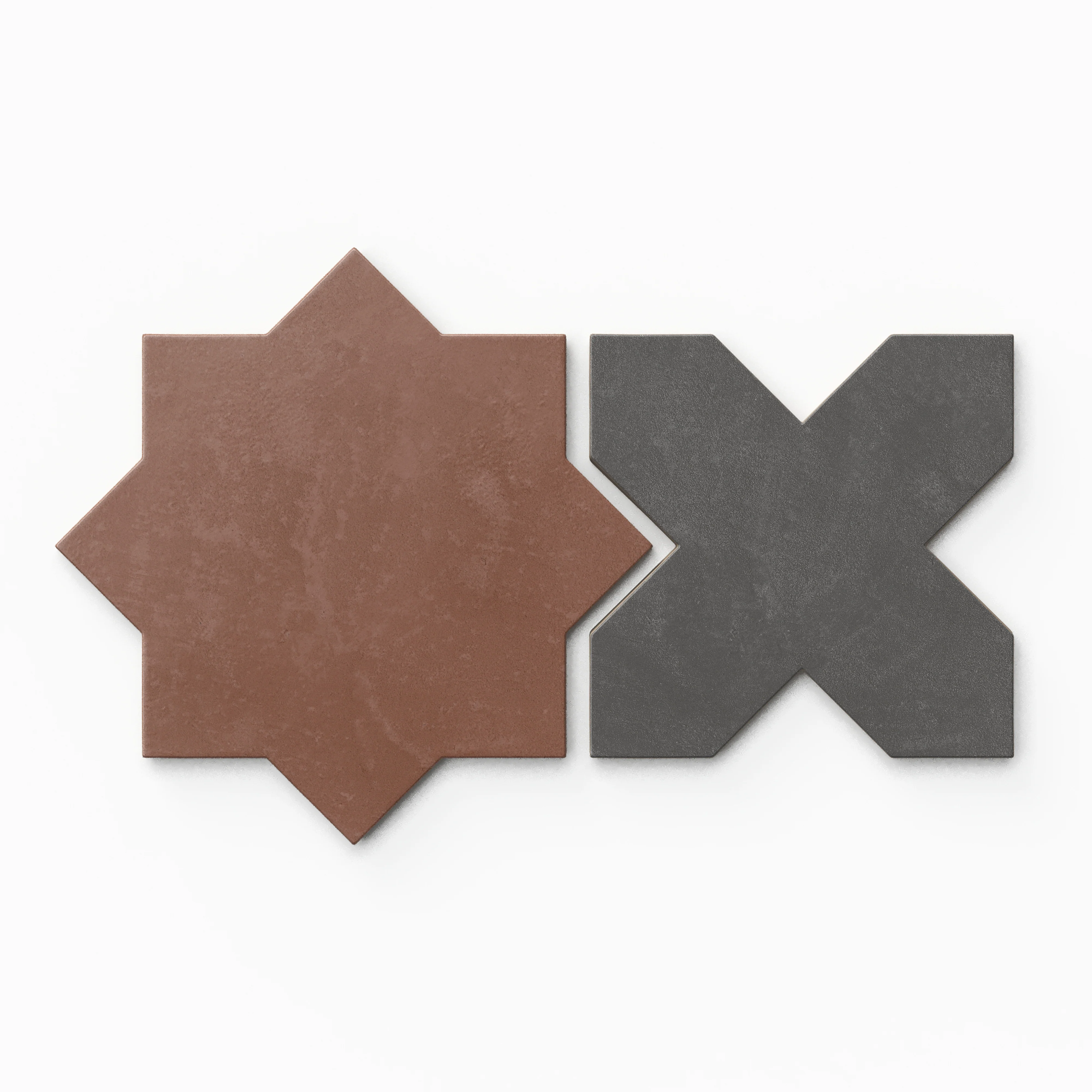 Isabel 11x11 Matte Porcelain Tile Star in Rust and Cross in Charcoal - Image 2
