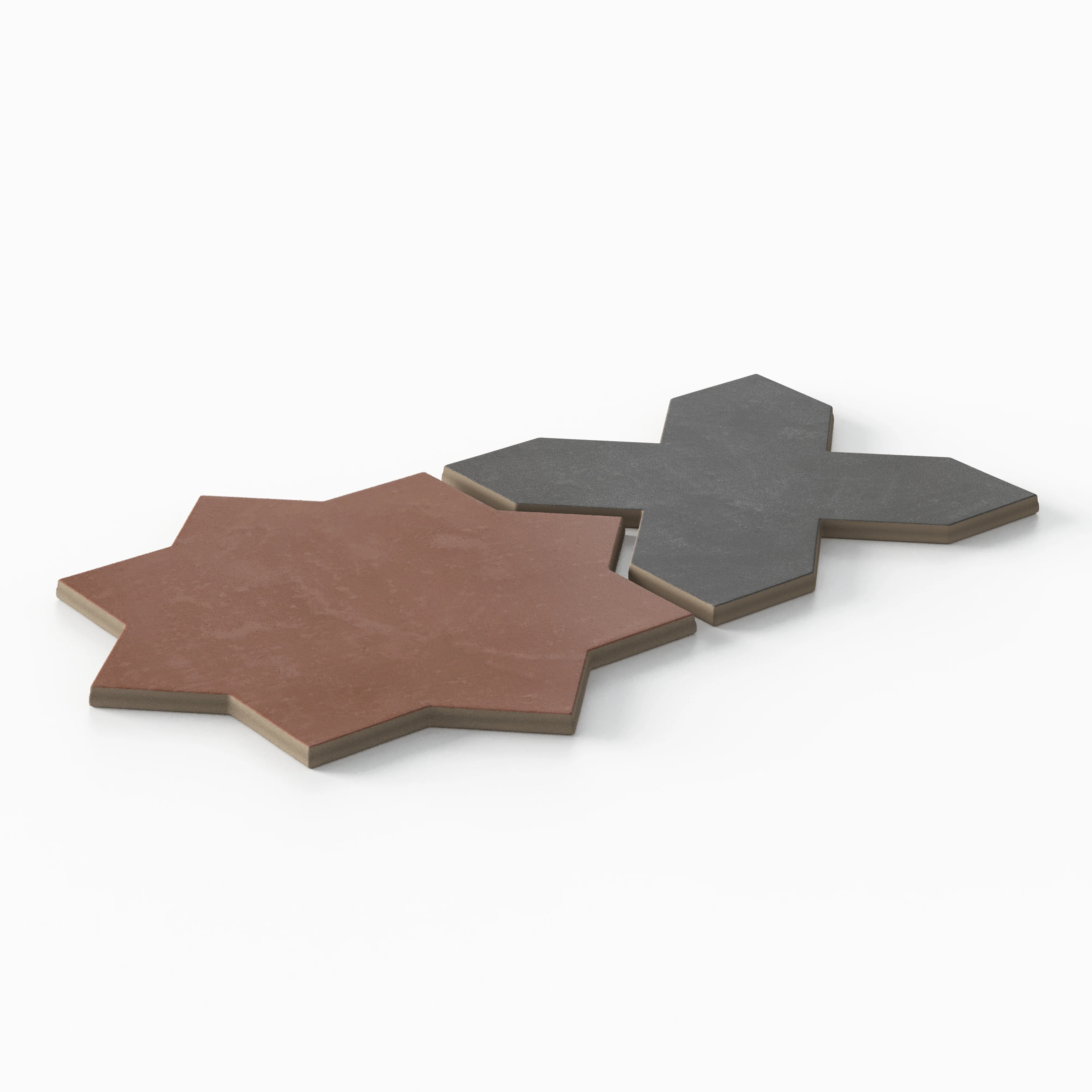 Isabel 11x11 Matte Porcelain Tile Star in Rust and Cross in Charcoal - Image 3