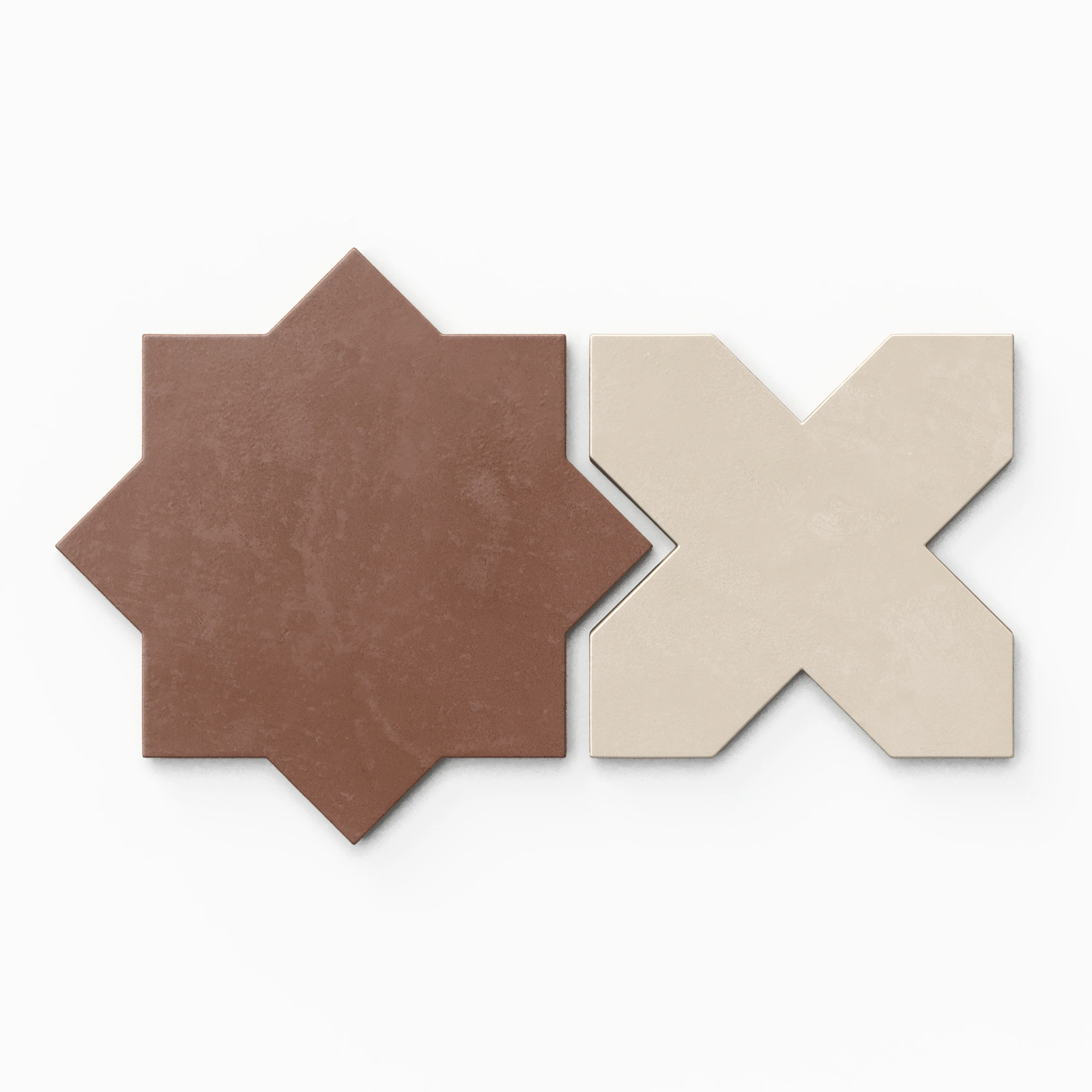 Isabel 11x11 Matte Porcelain Tile Star in Rust and Cross in Cream - Image 3
