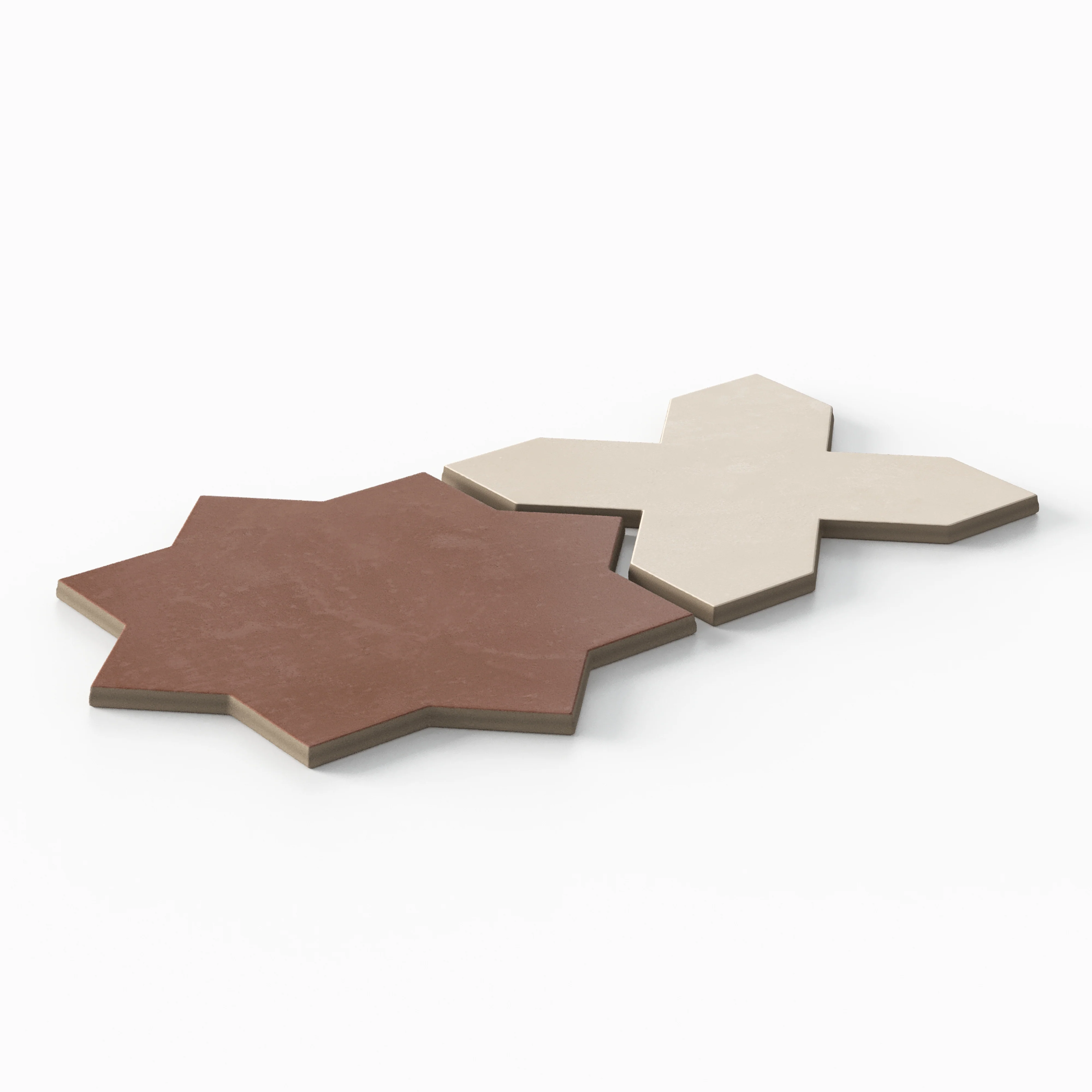 Isabel 11x11 Matte Porcelain Tile Star in Rust and Cross in Cream - Image 4