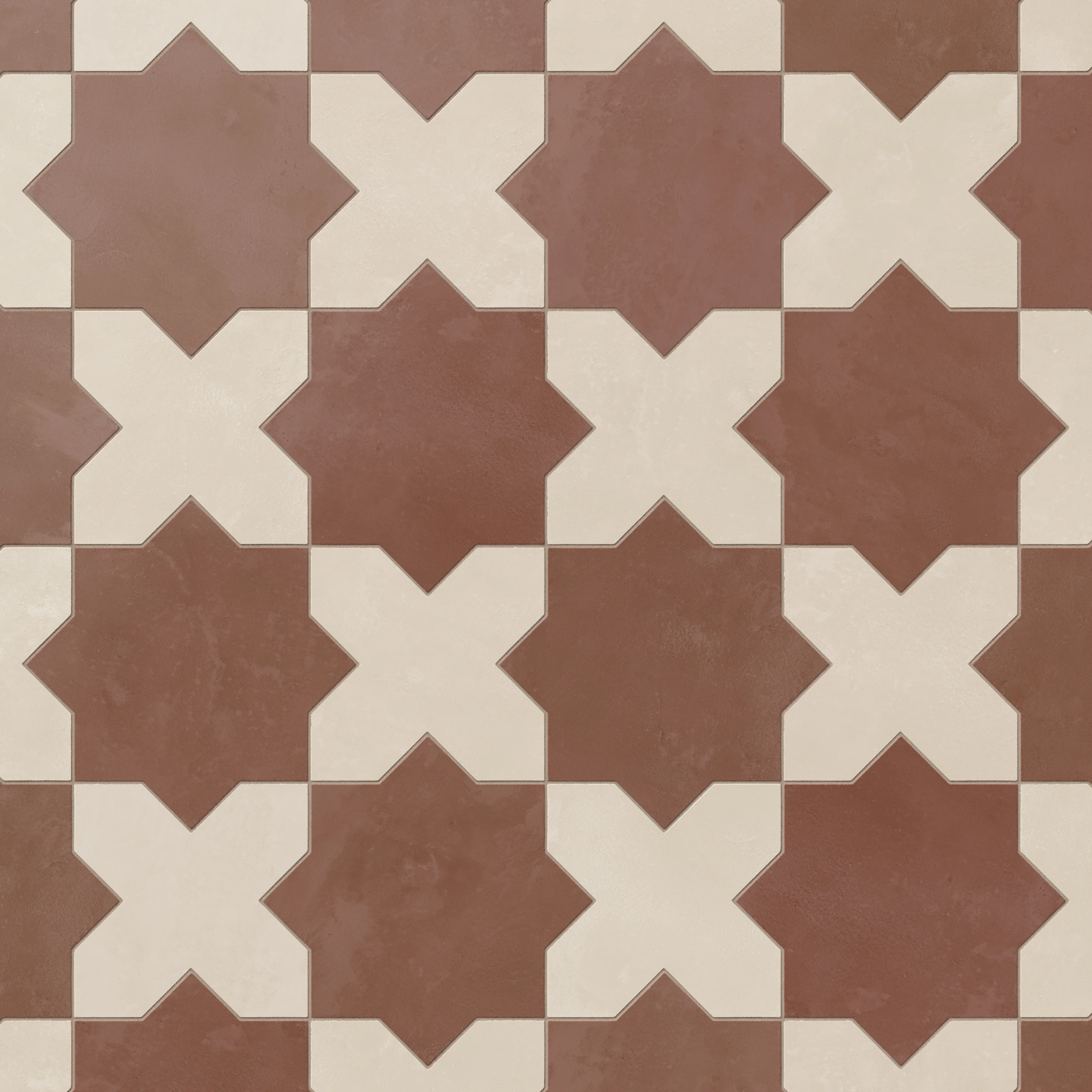 Isabel 11x11 Matte Porcelain Tile Star in Rust and Cross in Cream - Image 5