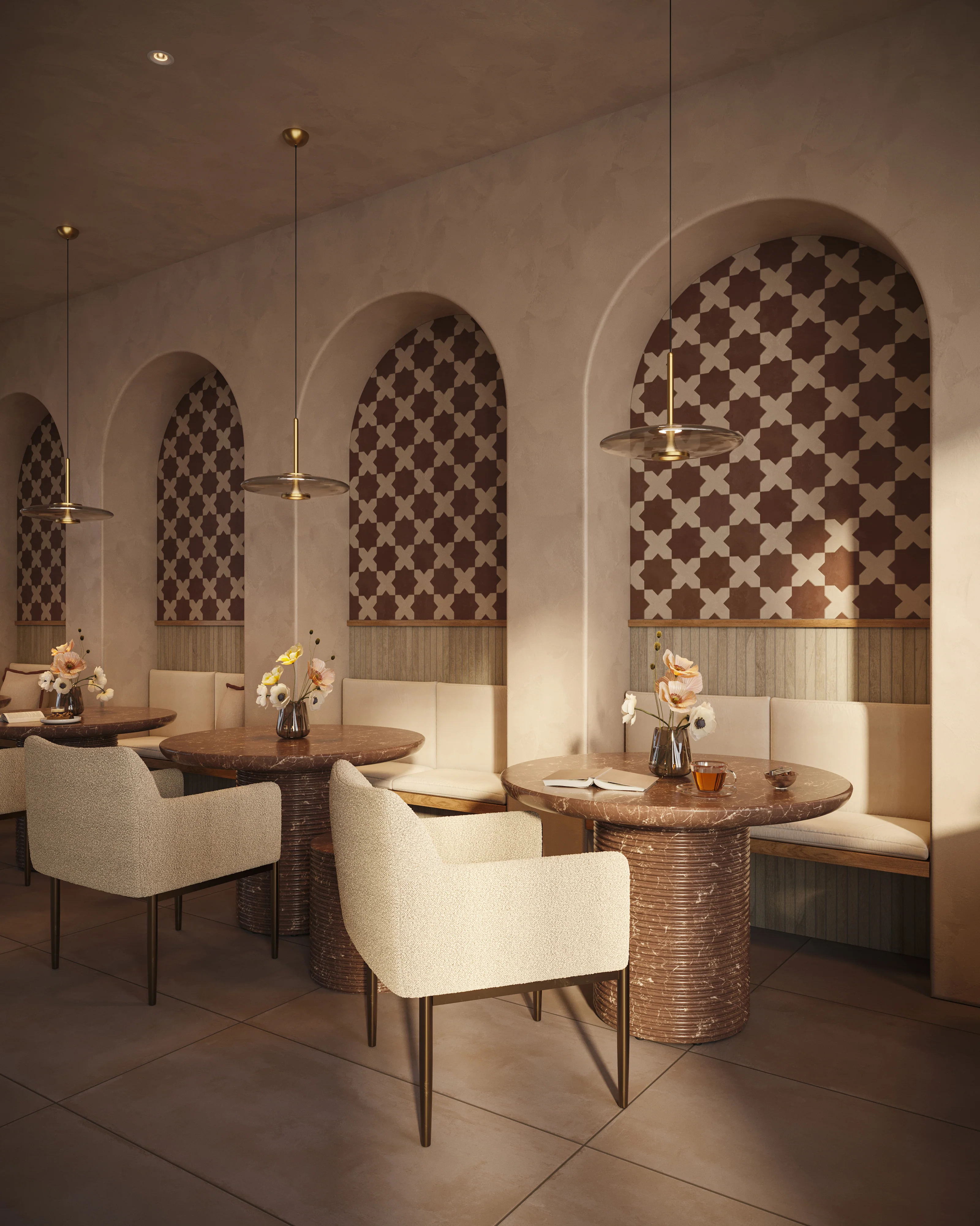Isabel 11x11 Matte Porcelain Tile Star in Rust and Cross in Cream - Image 6