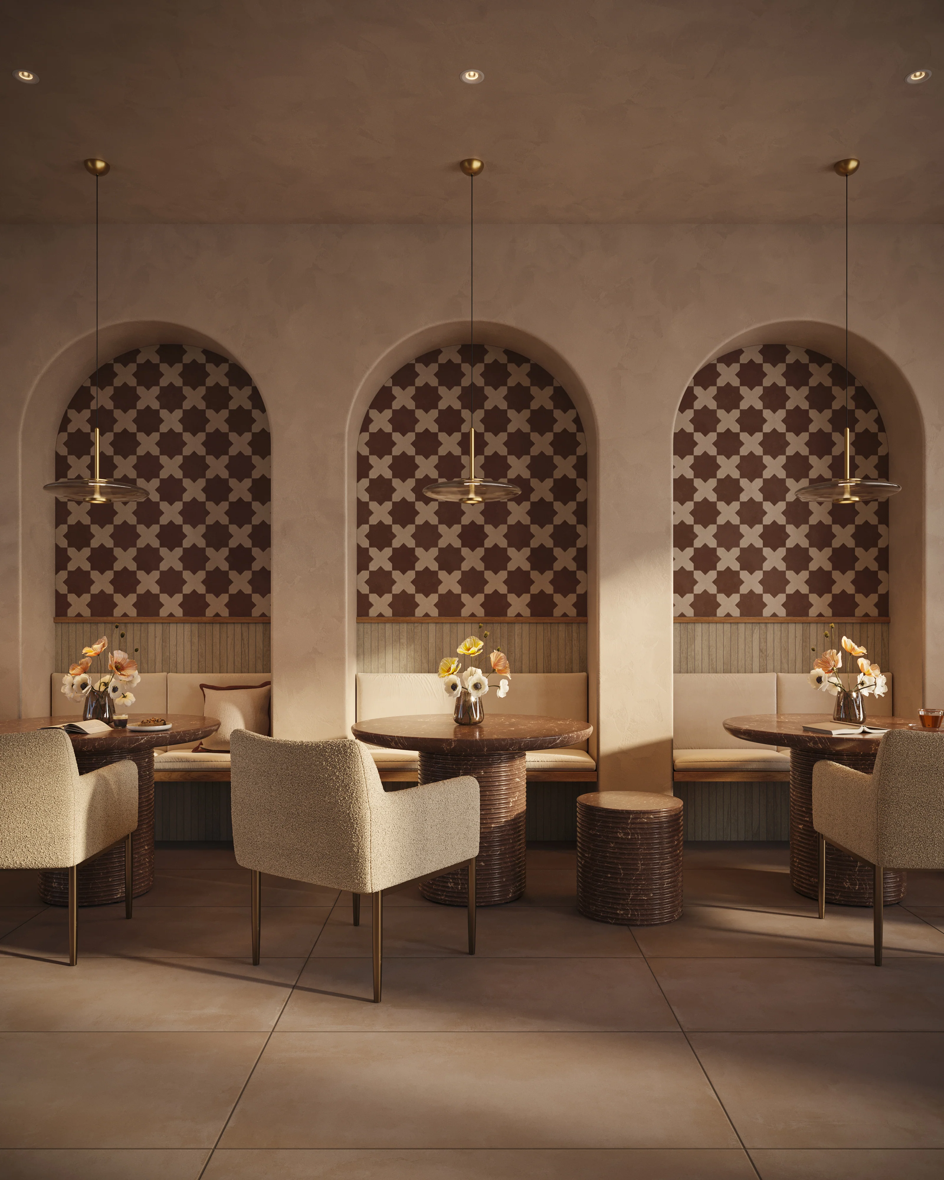 Isabel 11x11 Matte Porcelain Tile Star in Rust and Cross in Cream - Image 7