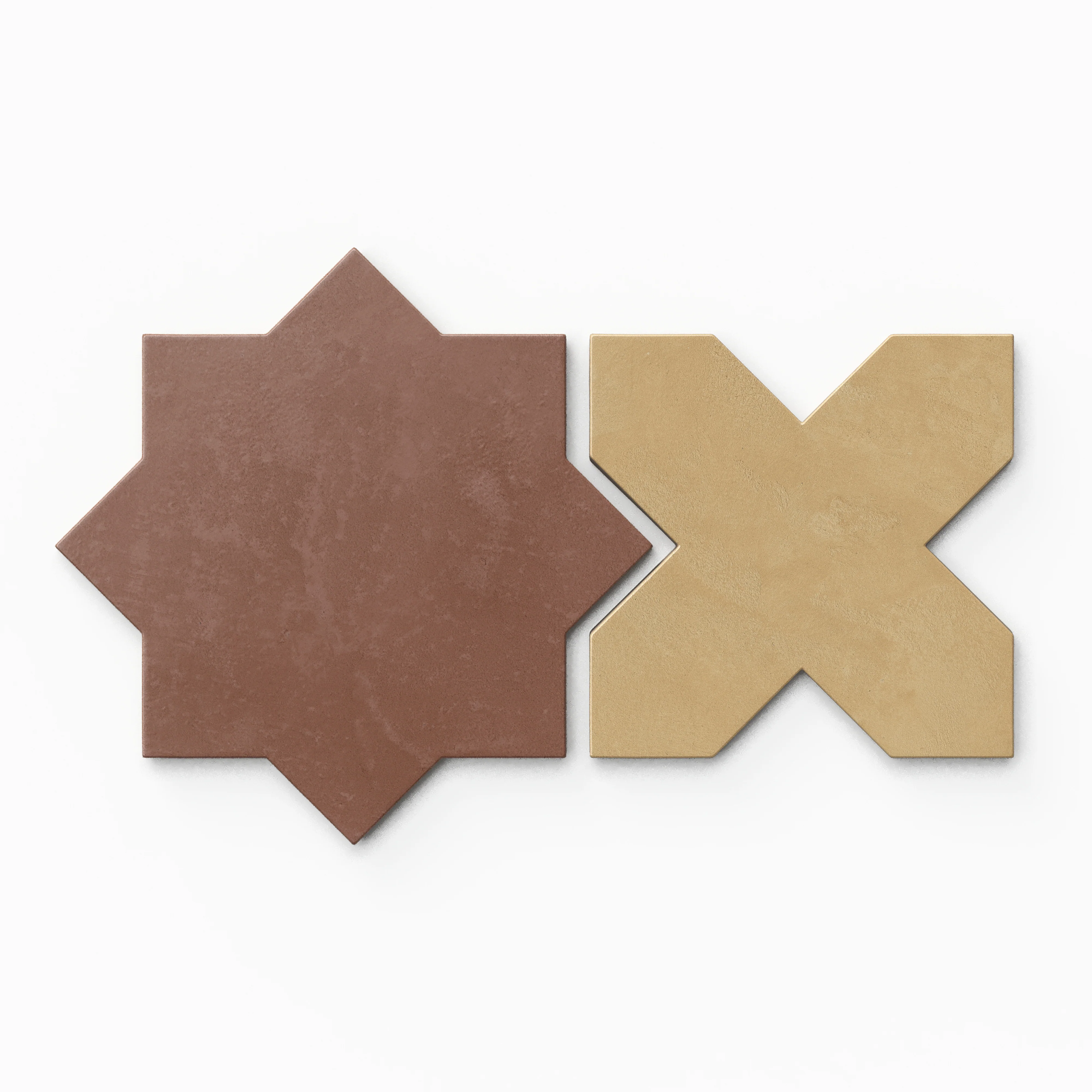 Isabel 11x11 Matte Porcelain Tile Star in Rust and Cross in Daffodil - Image 2