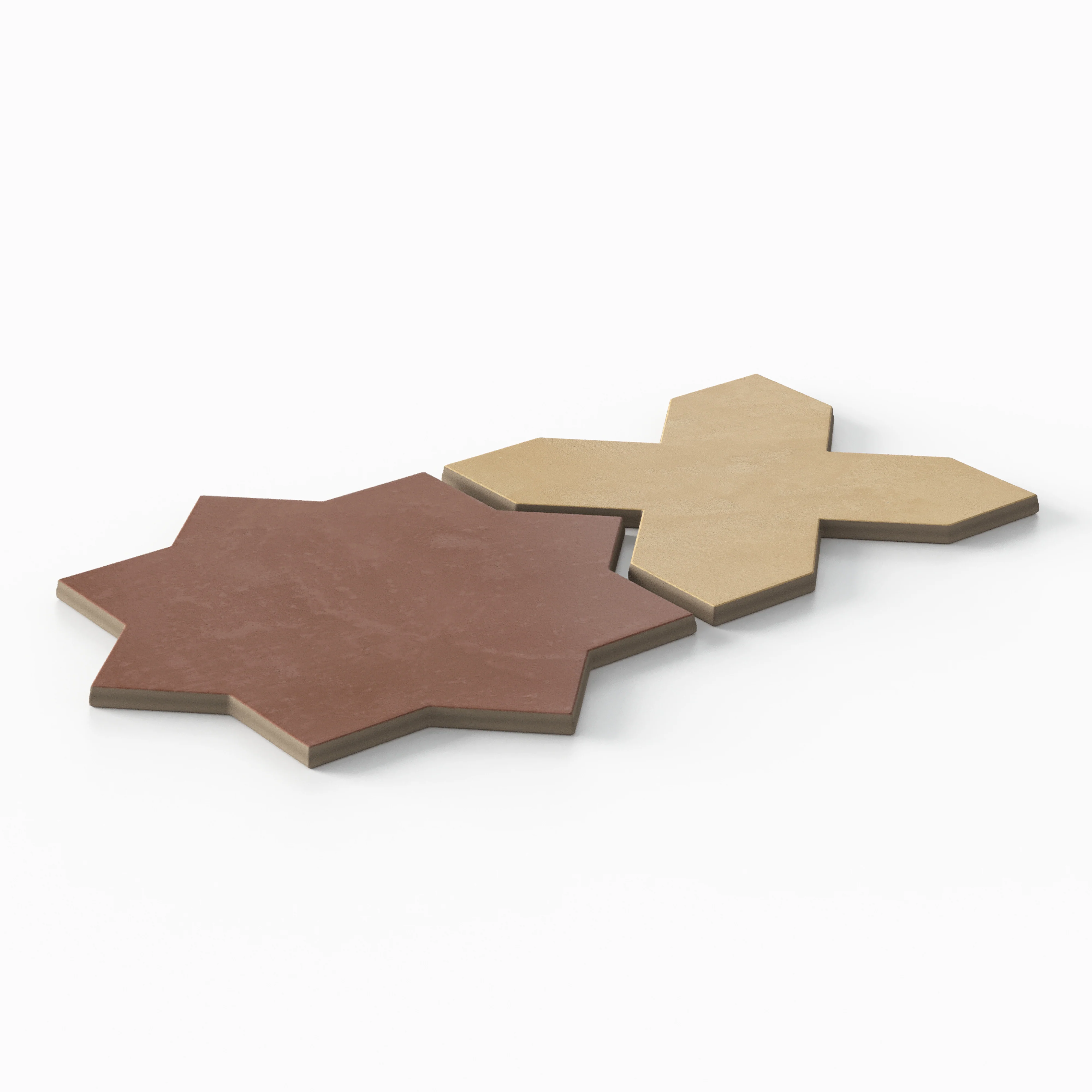 Isabel 11x11 Matte Porcelain Tile Star in Rust and Cross in Daffodil - Image 3