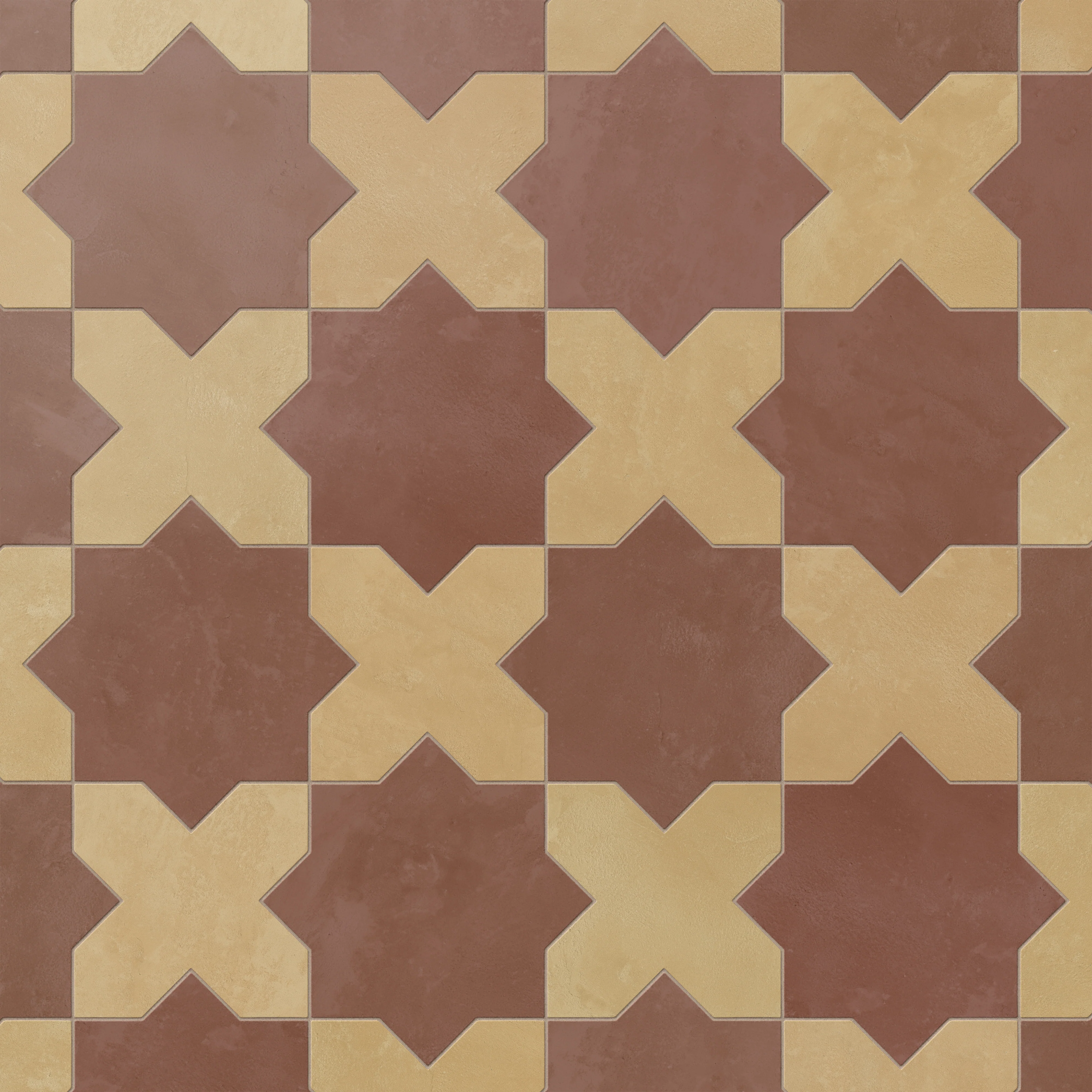 Isabel 11x11 Matte Porcelain Tile Star in Rust and Cross in Daffodil - Image 4