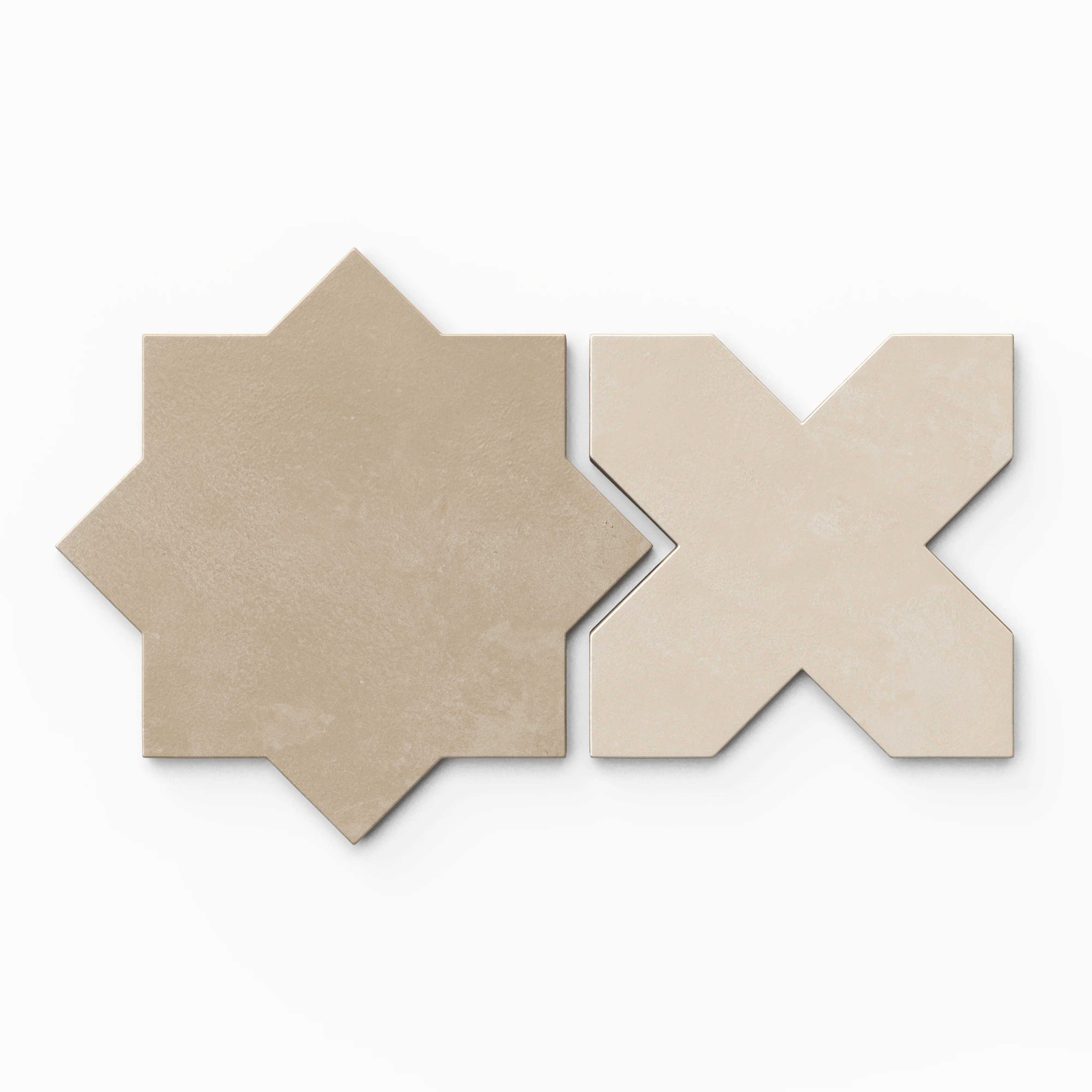 Isabel 11x11 Matte Porcelain Tile Star in Sand and Cross in Cream - Image 2